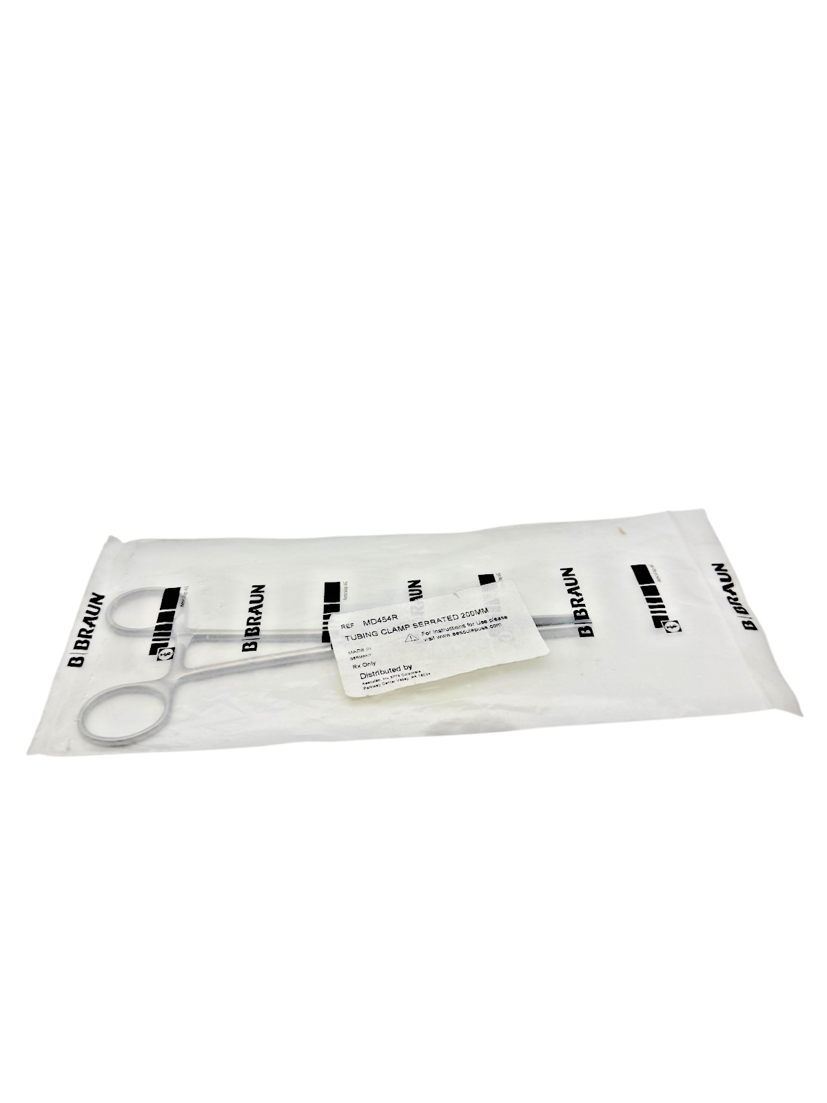 AESCULAP MD454R Tubing Clamp, straight, 200 mm (7 7/8″), serrated