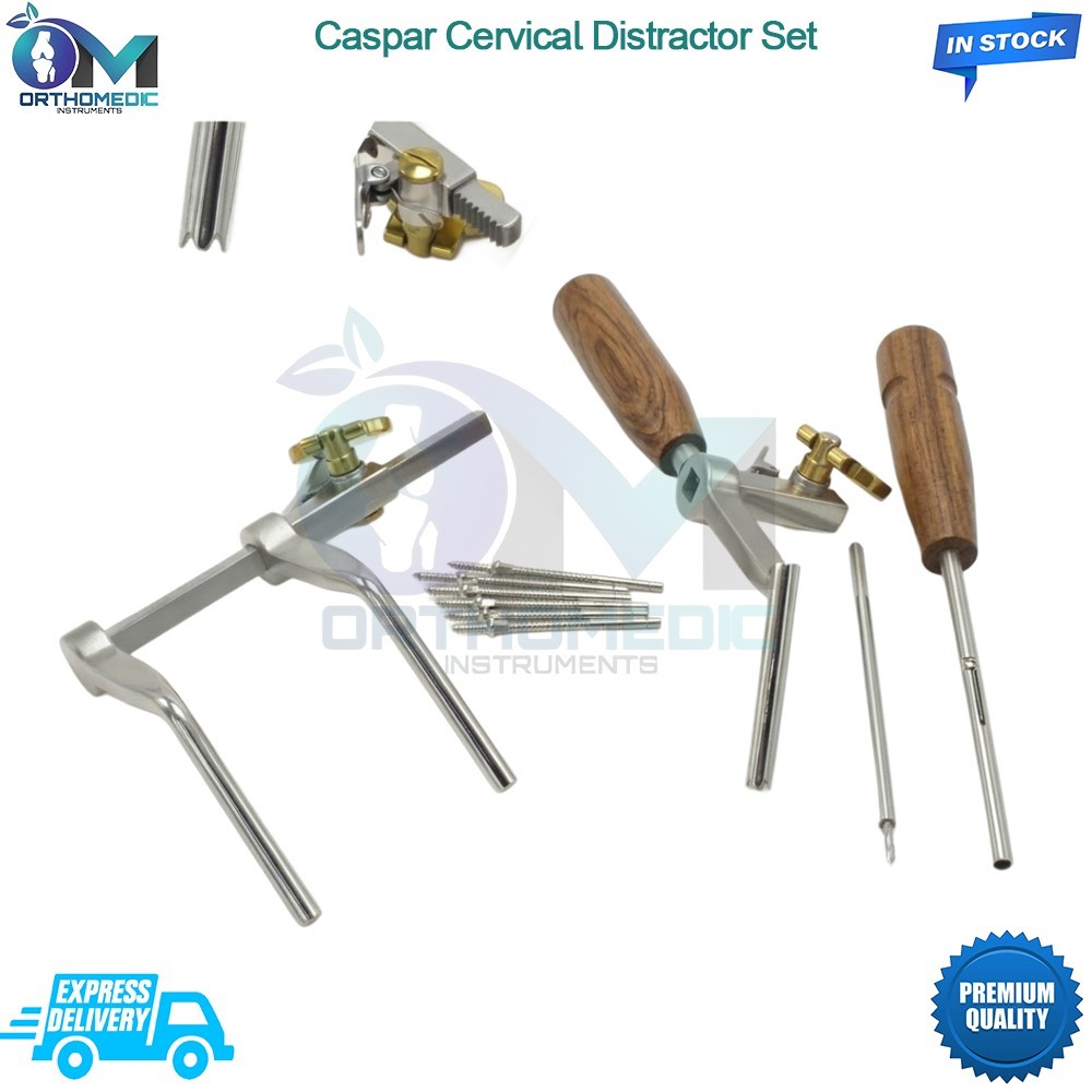 OR Grade Caspar Cervical Distractor Left Set With Screw Drivers Spine Instrument