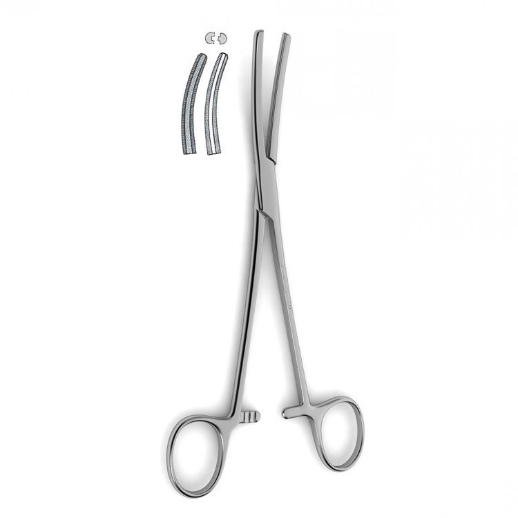 Buie Pile Clamp, 8.5″, Curved, Angiotribe Jaws