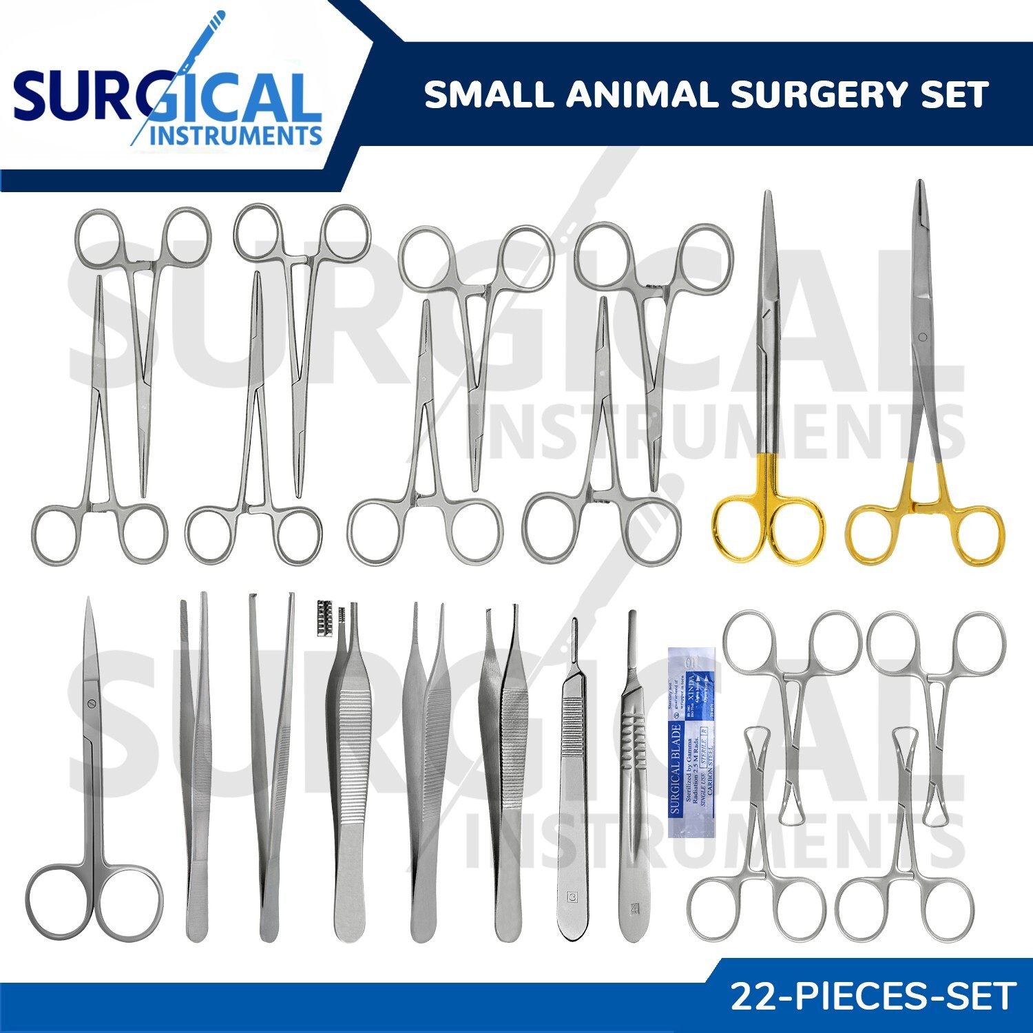 22 Pcs Small Animal Surgery Set German Grade Surgical Veterinary Instrument Kit