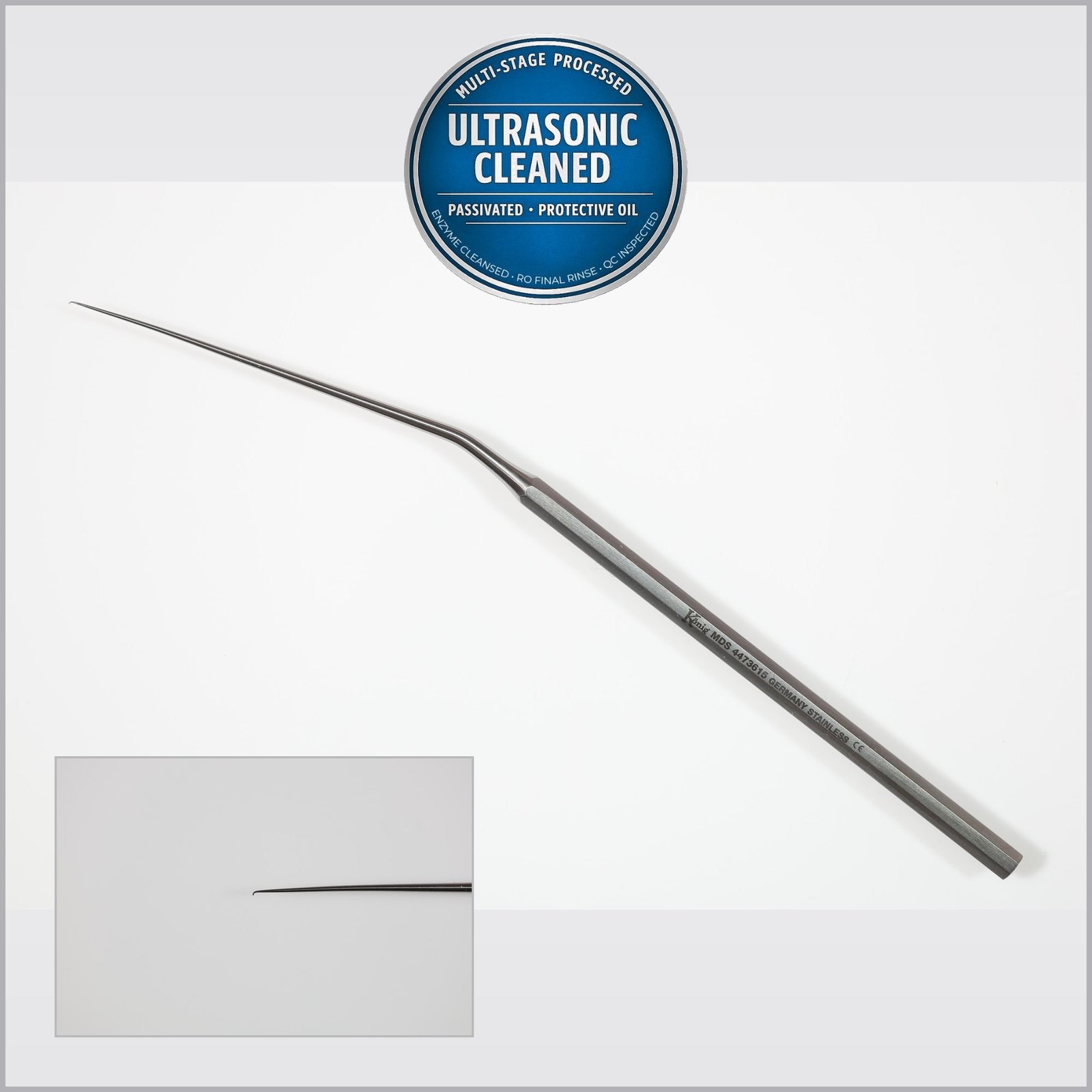 Konig MDS4473615 Micro Barbara Ear Pick, Angled, Delicate, 0.5mm Tip, 6in