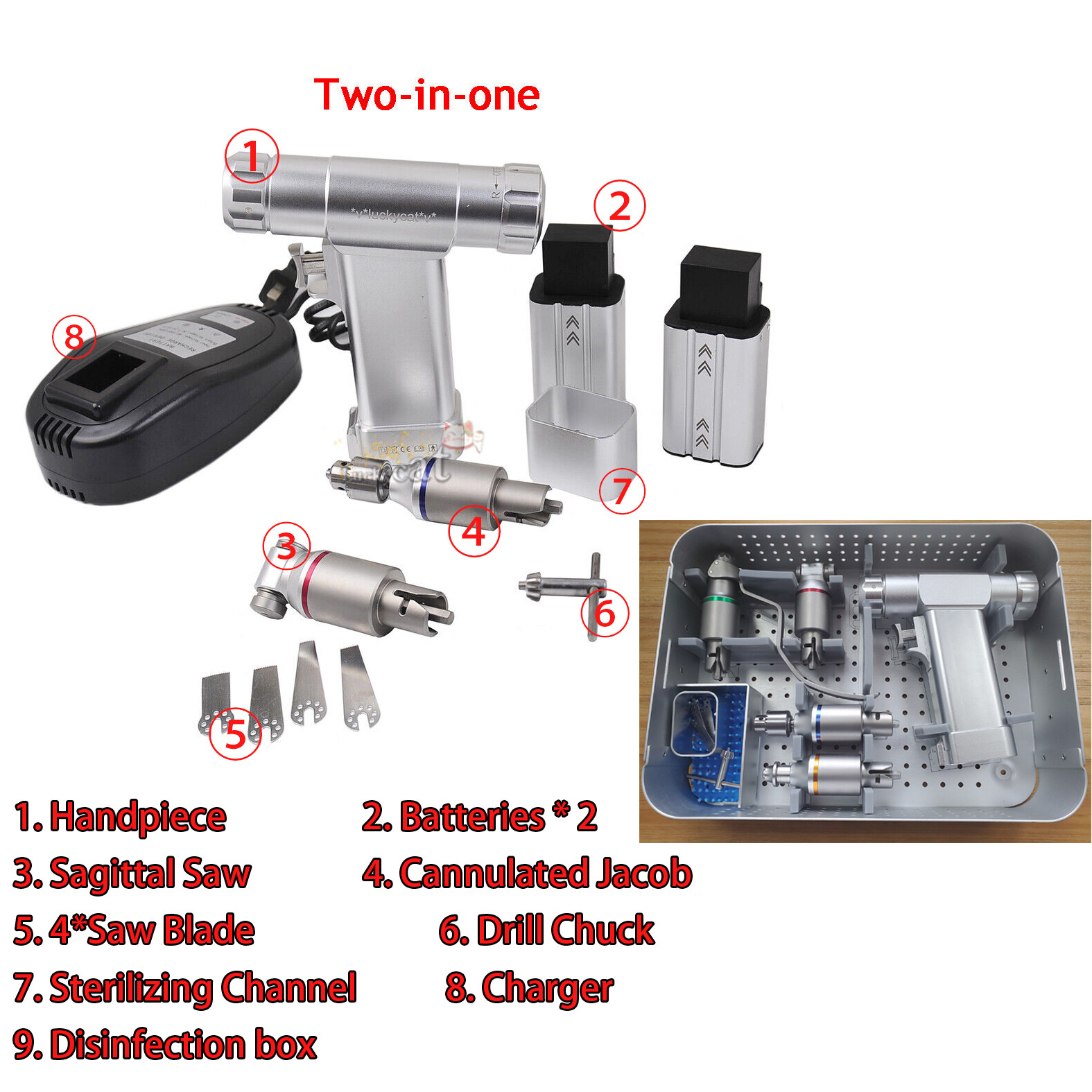 Orthopedic Drill AO TPLO 7.2V Power Drill Bit Saw Blades Veterinary Set