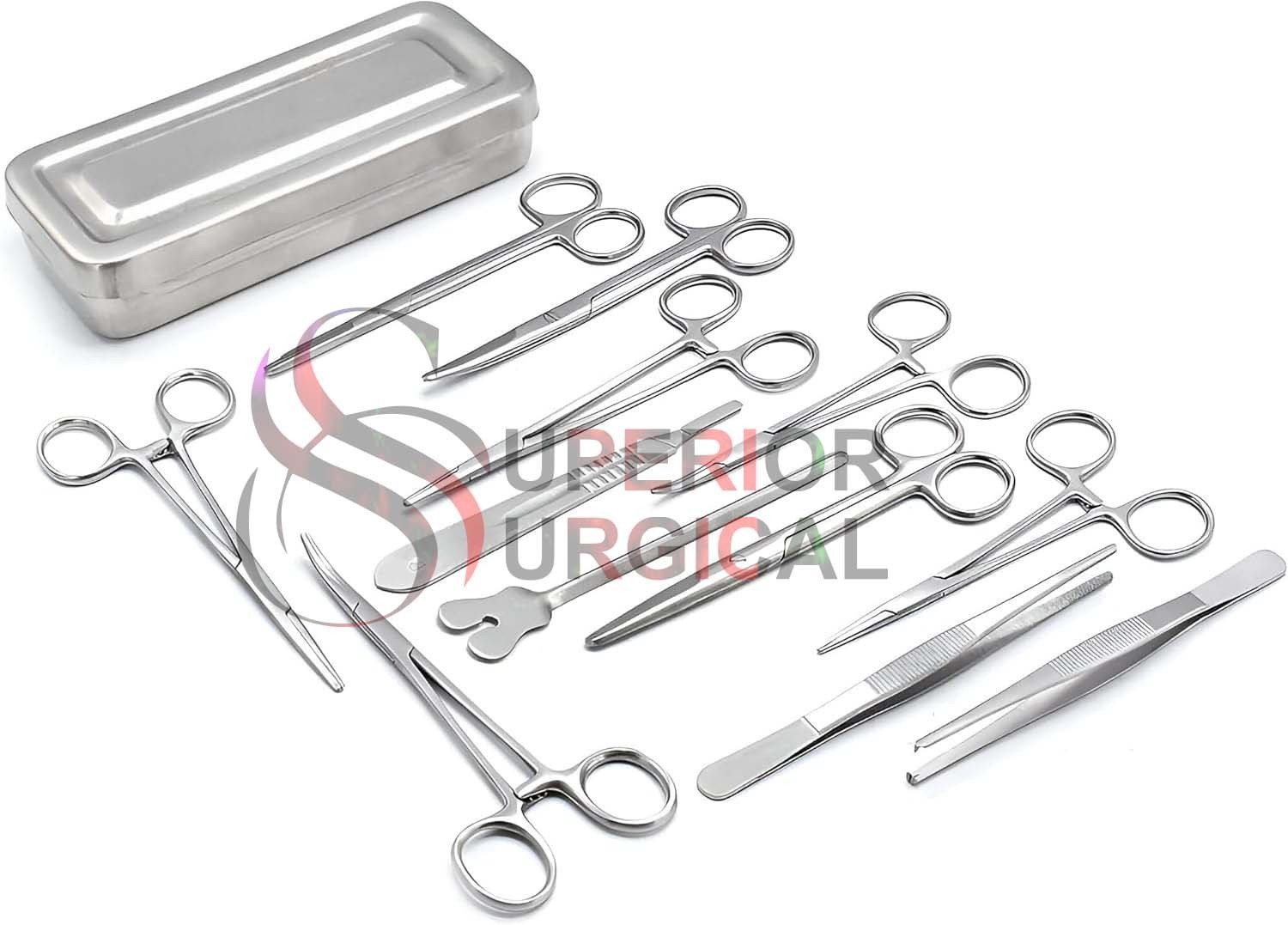 13 Pcs Basic Minor Surgery Set With Stainless Steel Box Surgical Instruments