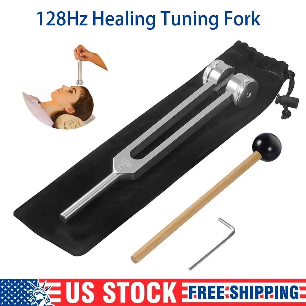 Aluminum Tuning Fork 128hz & Reflex Hammer for Healing Chakra Set Sound Therapy.