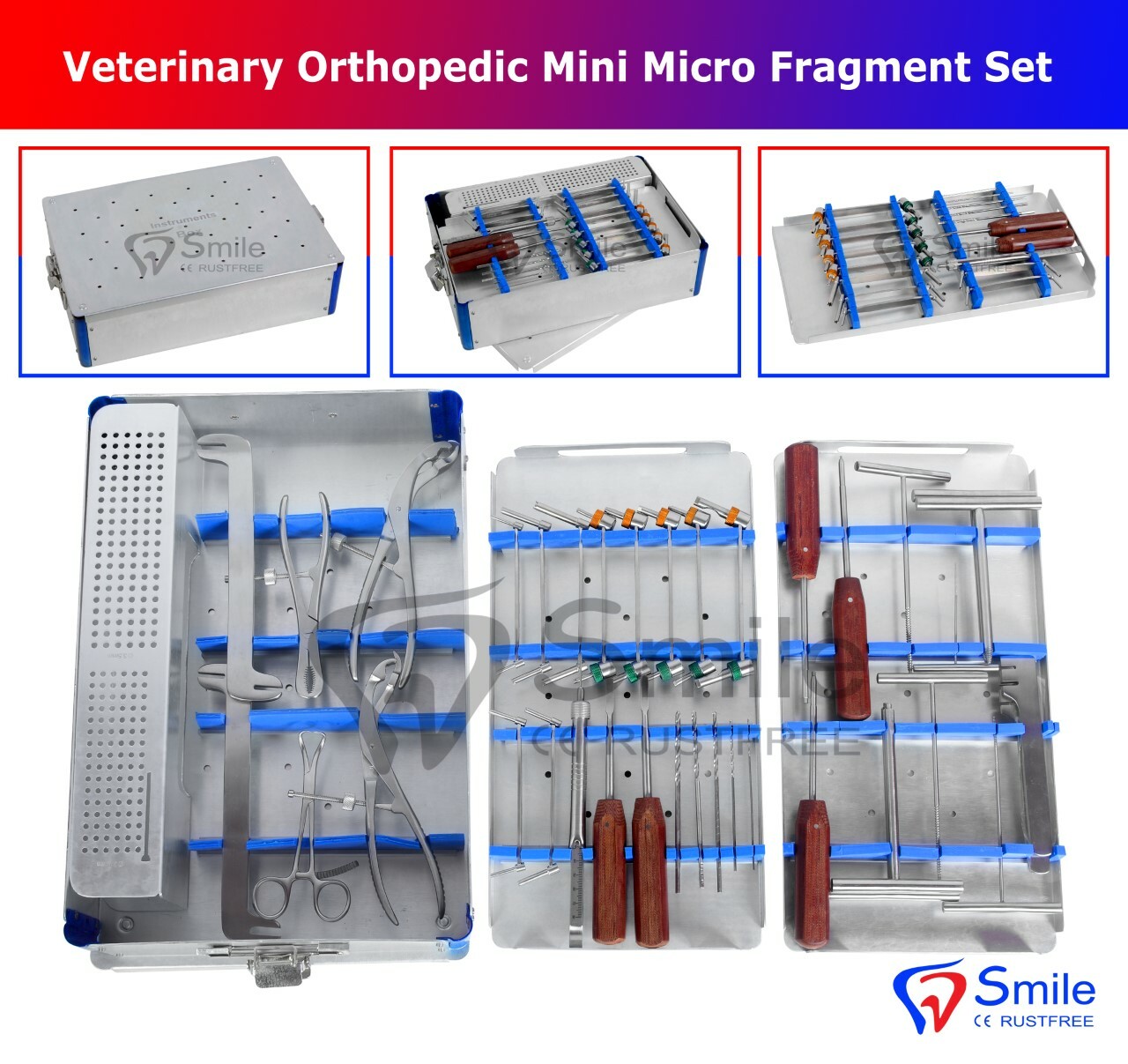 Veterinary Orthopedic Mini-Micro Fragment System Set 1.5/2.0/ 2.7/3.5/4.0 mm