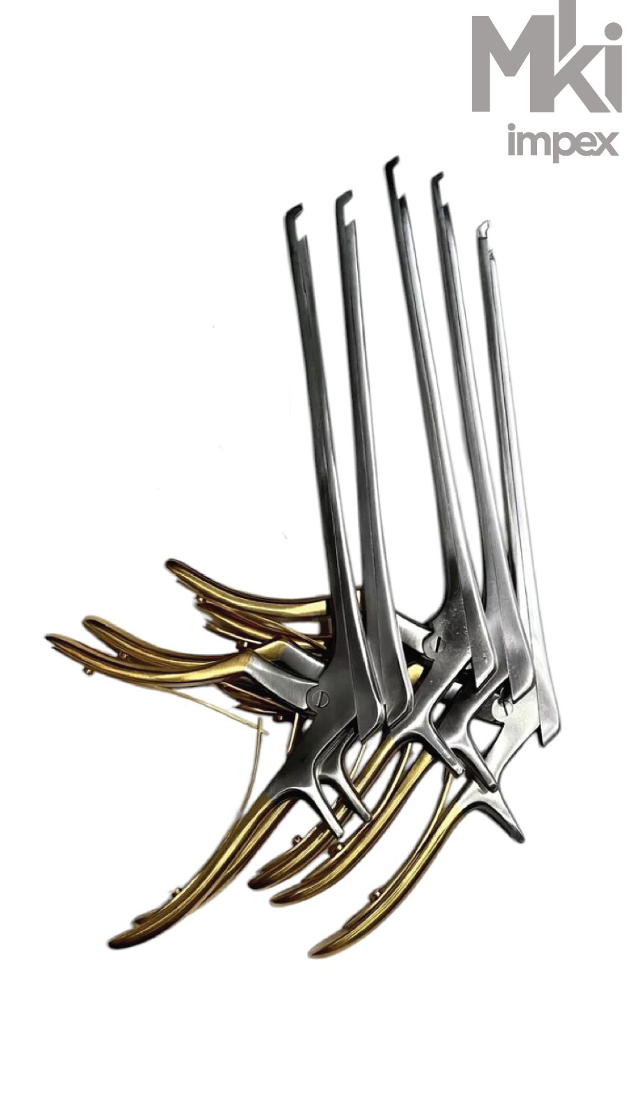 Gold Coated Kerrison Rongeurs Set 8 Inches(1mm,2mm,3mm,4mm,5mm) 5 Pcs Upward 45°