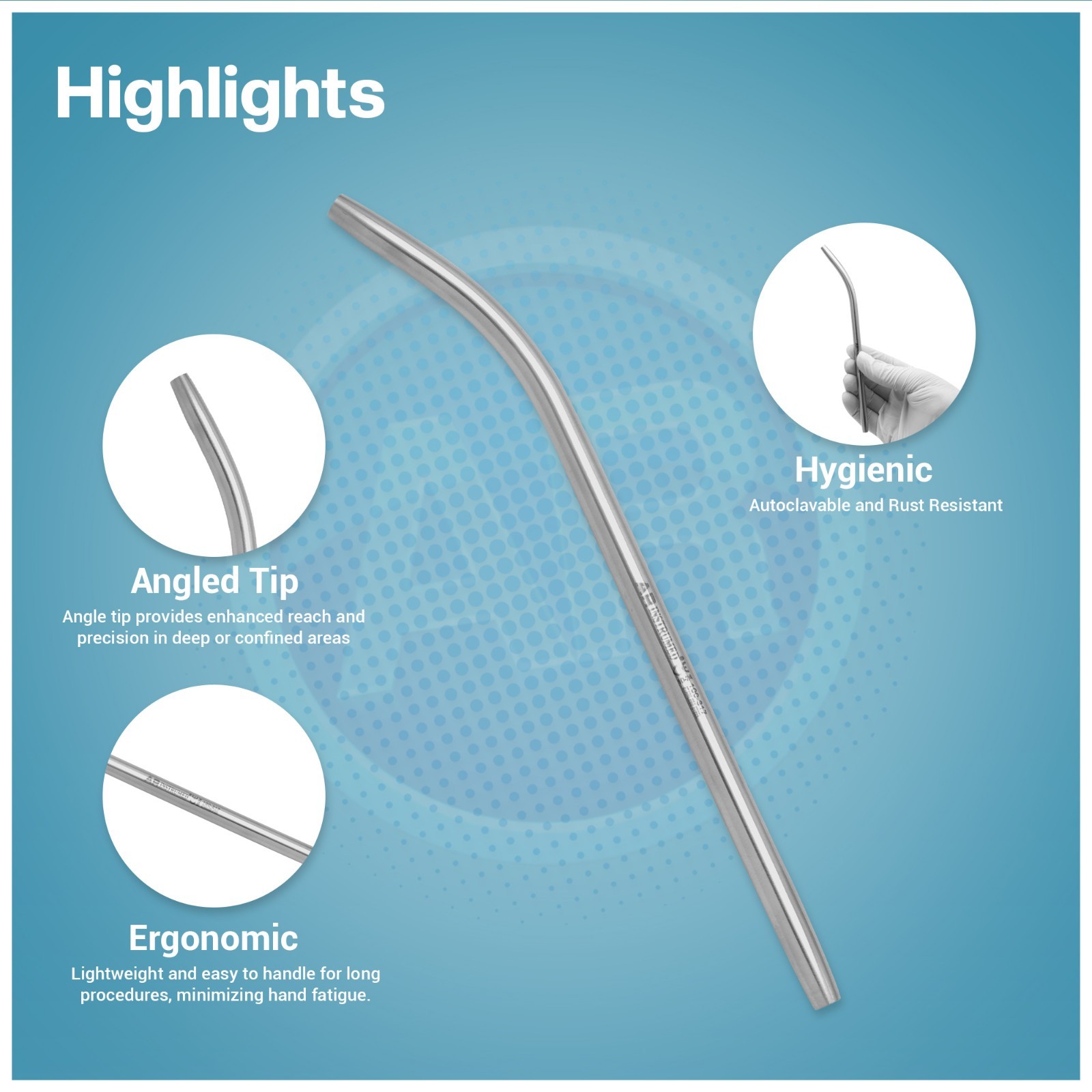 AR Dental Cannula Suction Pipe Large 5mm Stainless Steel Surgical Instruments