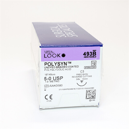 Look 493B Suture Polysyn PGA Undyed Absorbable Sutures C-3 5/0 18″ 18″ 12/Bx