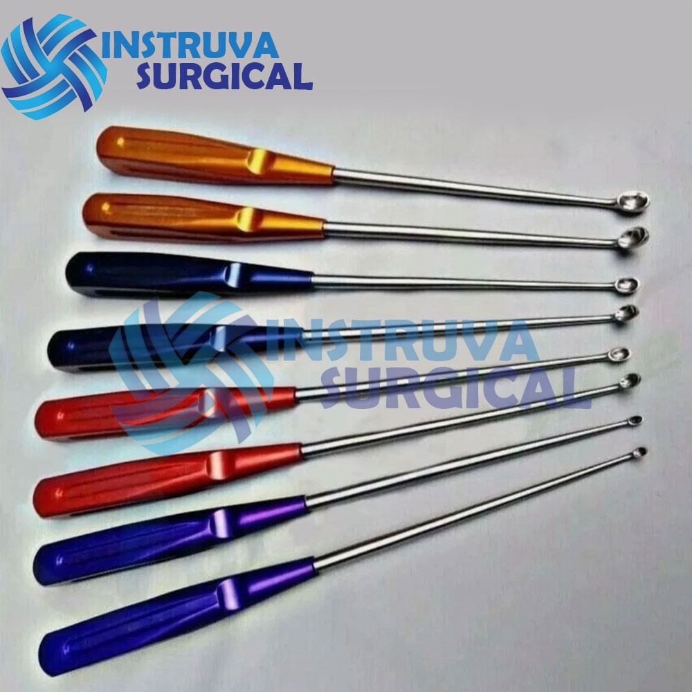 Lot Of 9 V. Mueller Chroma-Line 10″ Upper Spine Curettes Neurology Spine