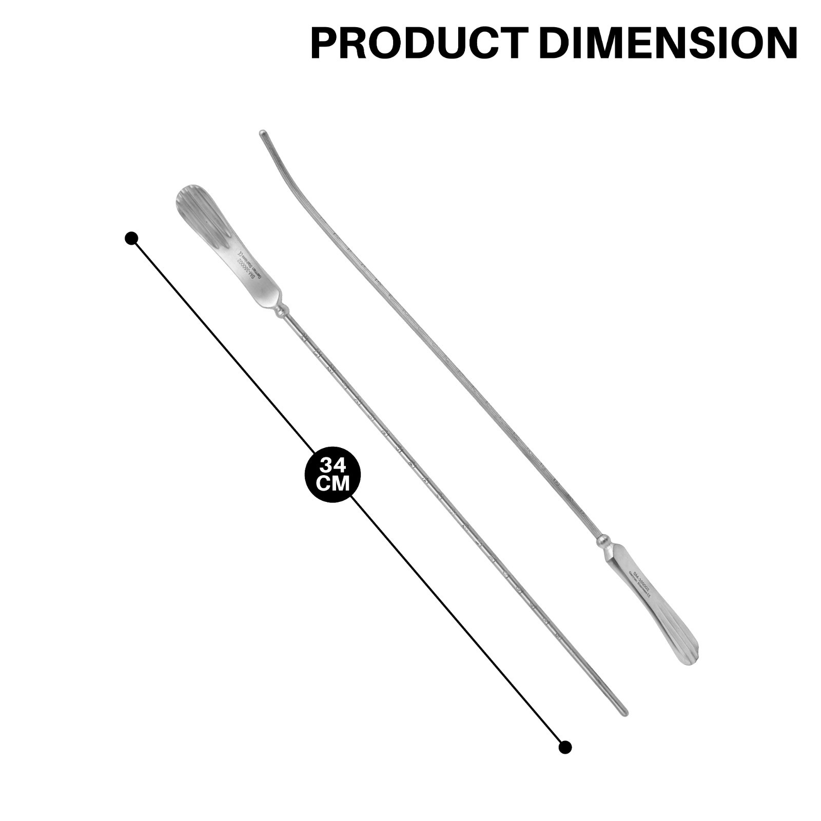 2 Pcs Sim Uterine Sounds 34 cm Gynecology Instrument Stainless German Grade