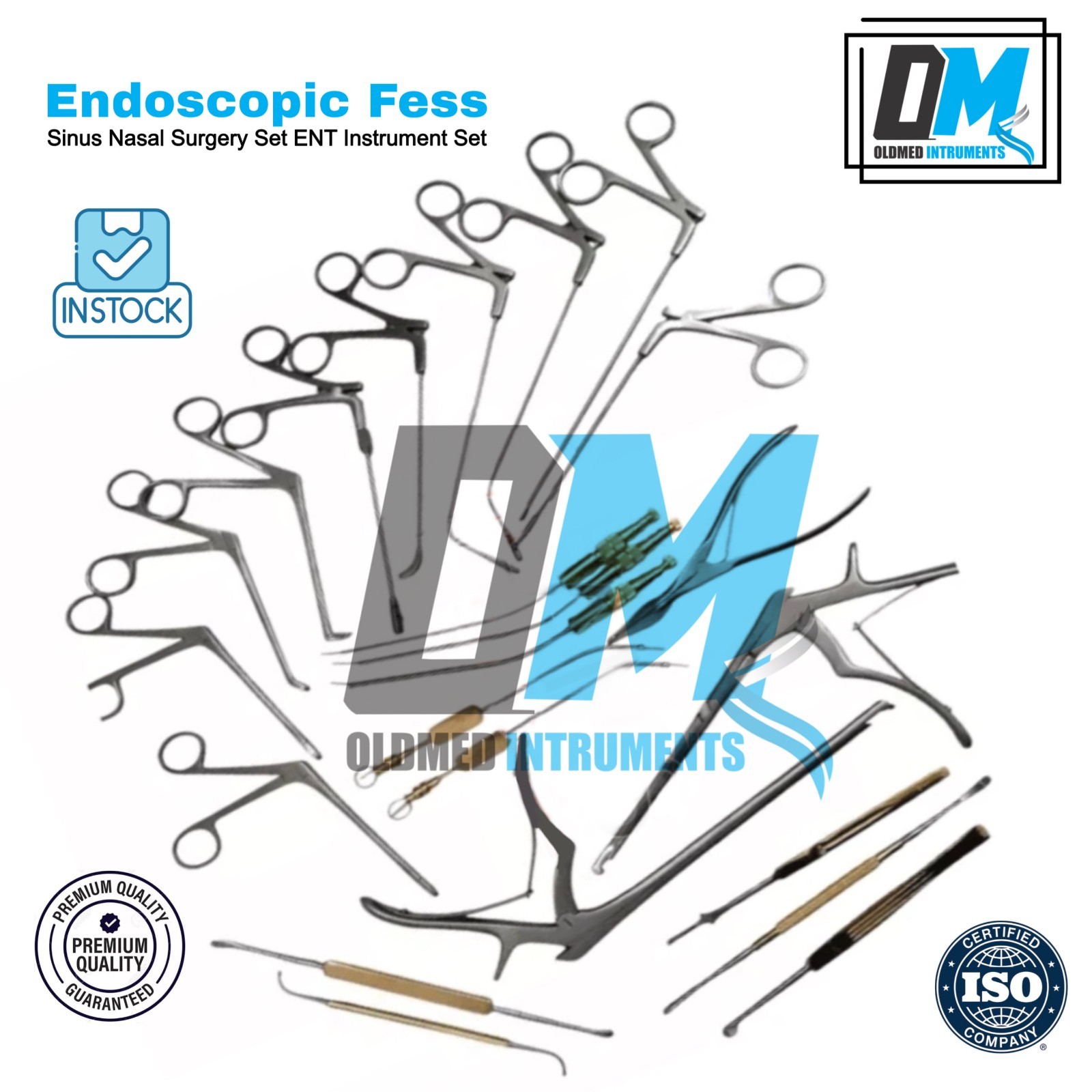 Endoscopic Fess Sinus Nasal Surgery Set ENT Instrument Set German Quality By OM