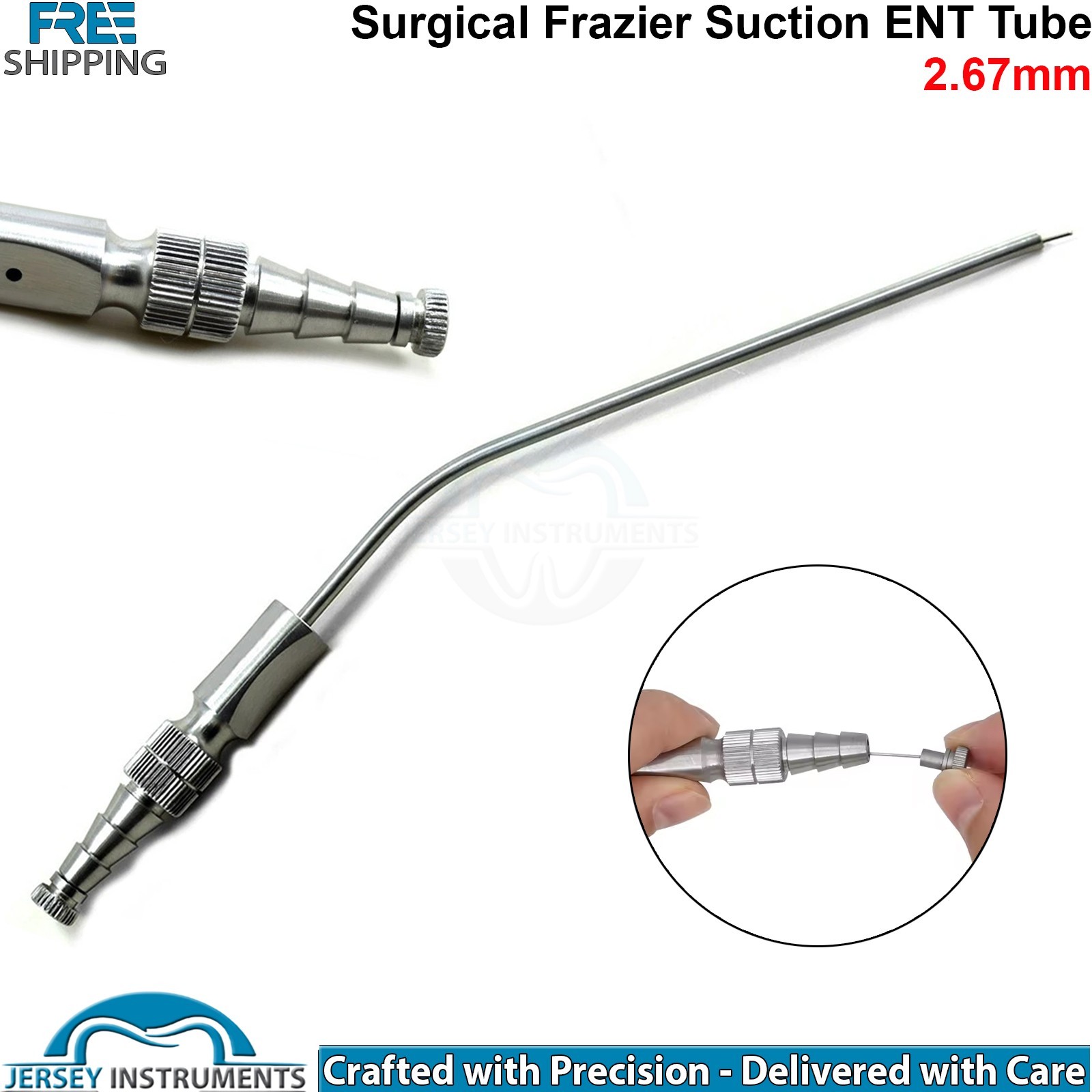 Frazier Suction Tube 2.67mm Surgical ENT Dental Aspirator A + Stainless Steel CE