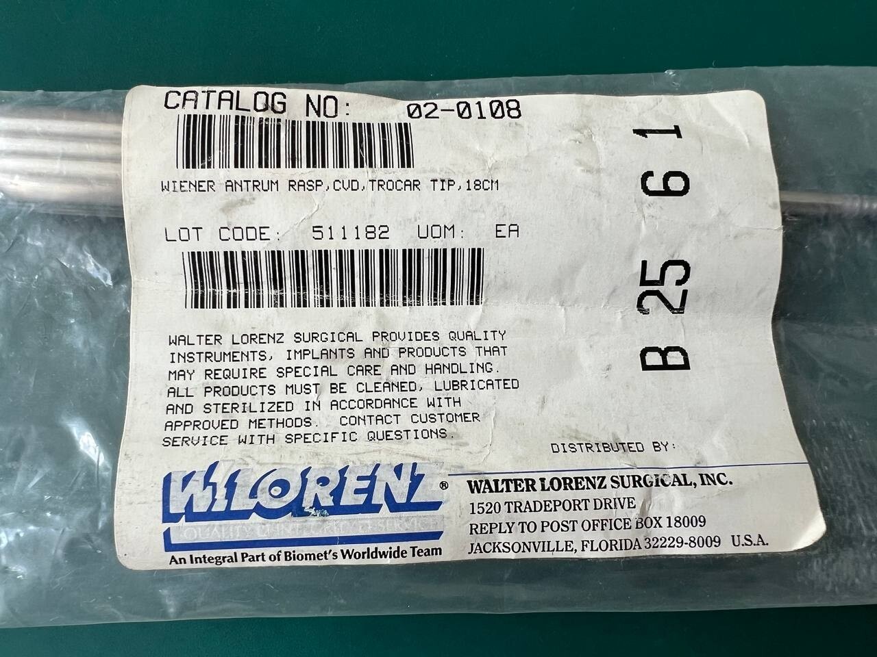 W.Lorenz 02-0108 WEINER ANTRUM RASP 20cm, 8” TROCAR TIP