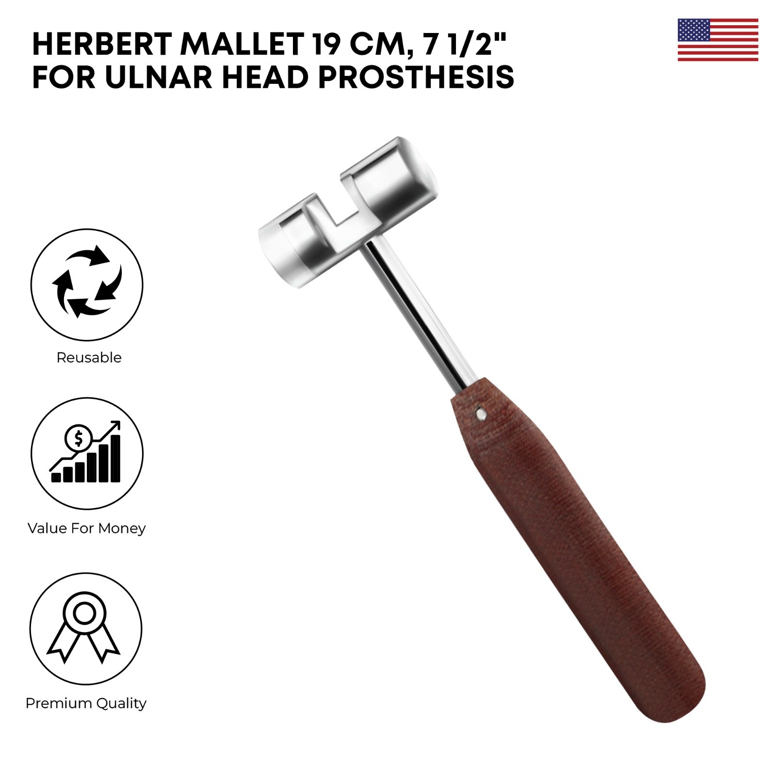 Herbert Surgical Mallet 19cm (7½”) | Ulnar Head Prosthesis Surgical Instruments