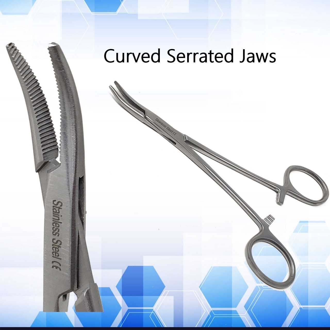 1 PC PREMIUM Hemostat Locking Forceps 5″ Curved Surgical Pliers Fully Serrated