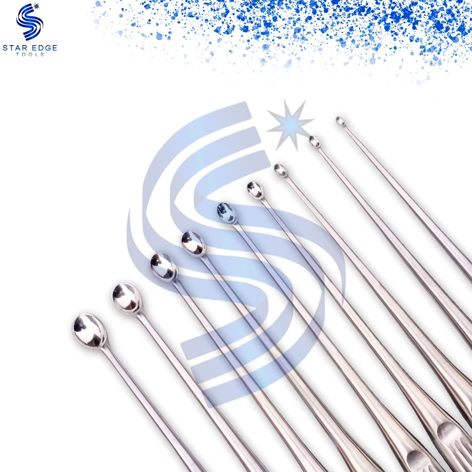 set of 9 Volkmann bone curette orthopedic surgical instruments