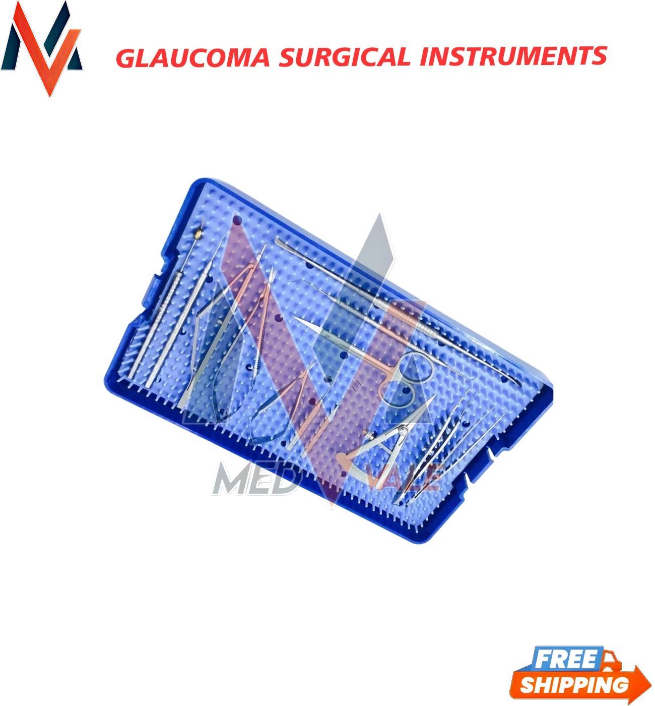 Glaucoma Surgical Instruments Kit Set Ophthalmic & Silicone Tray Stainless Steel