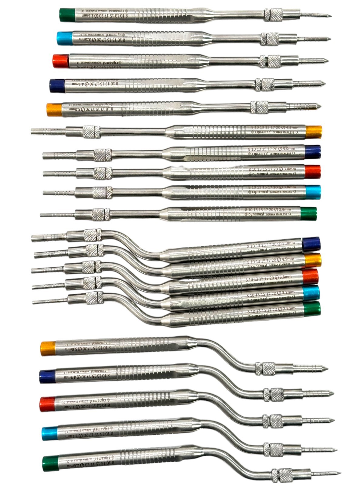 Convex + Concave Osteotome Offset + Straight, Color-Coded, Stainless (20 PCS)