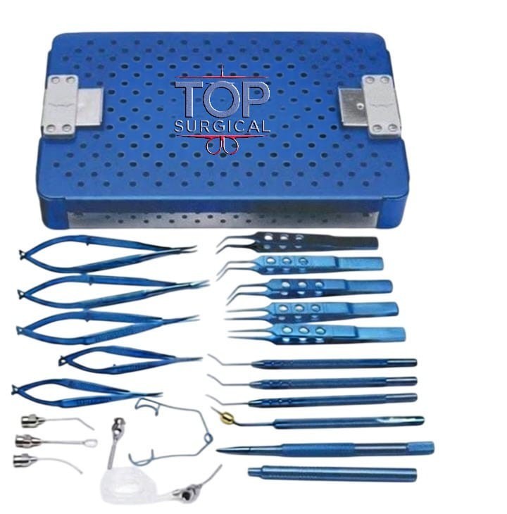 Ophthalmic Micro Cataract Eye Surgery Instruments Set of 21 Pcs Plasma Coated