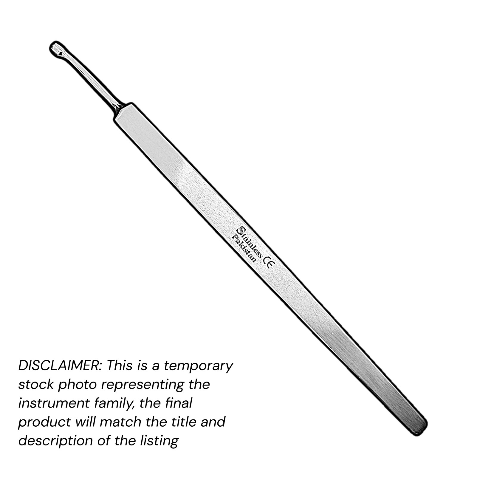 Volaris Bone Tamp 6″ Angled 3 mm Cross Serrated Tip Flat Handle SS Economy Grade