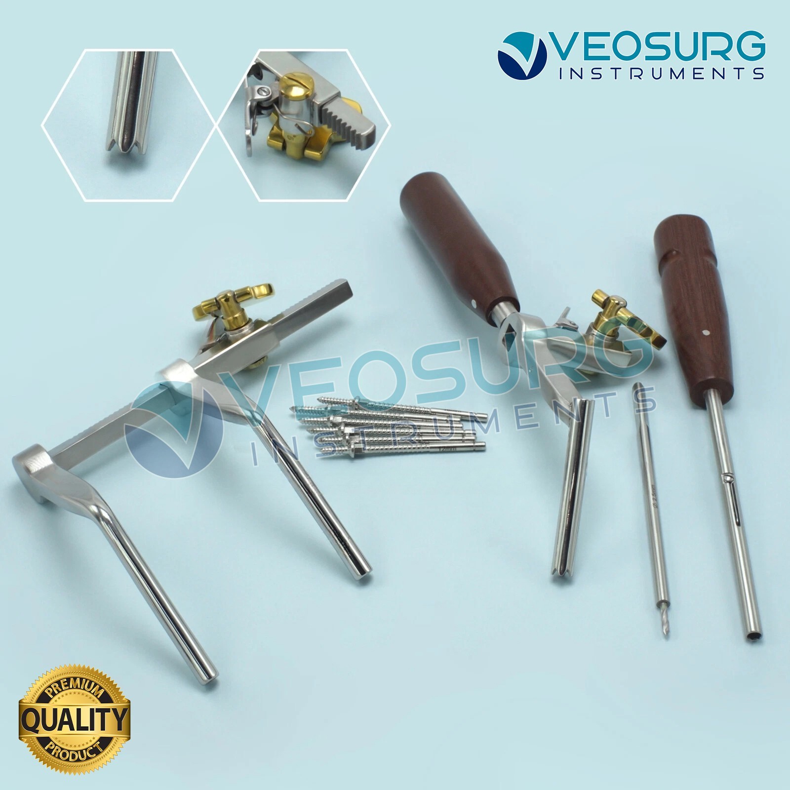 OR Grade Caspar Cervical Distractor Left Set With Screw Drivers Spine Instrument