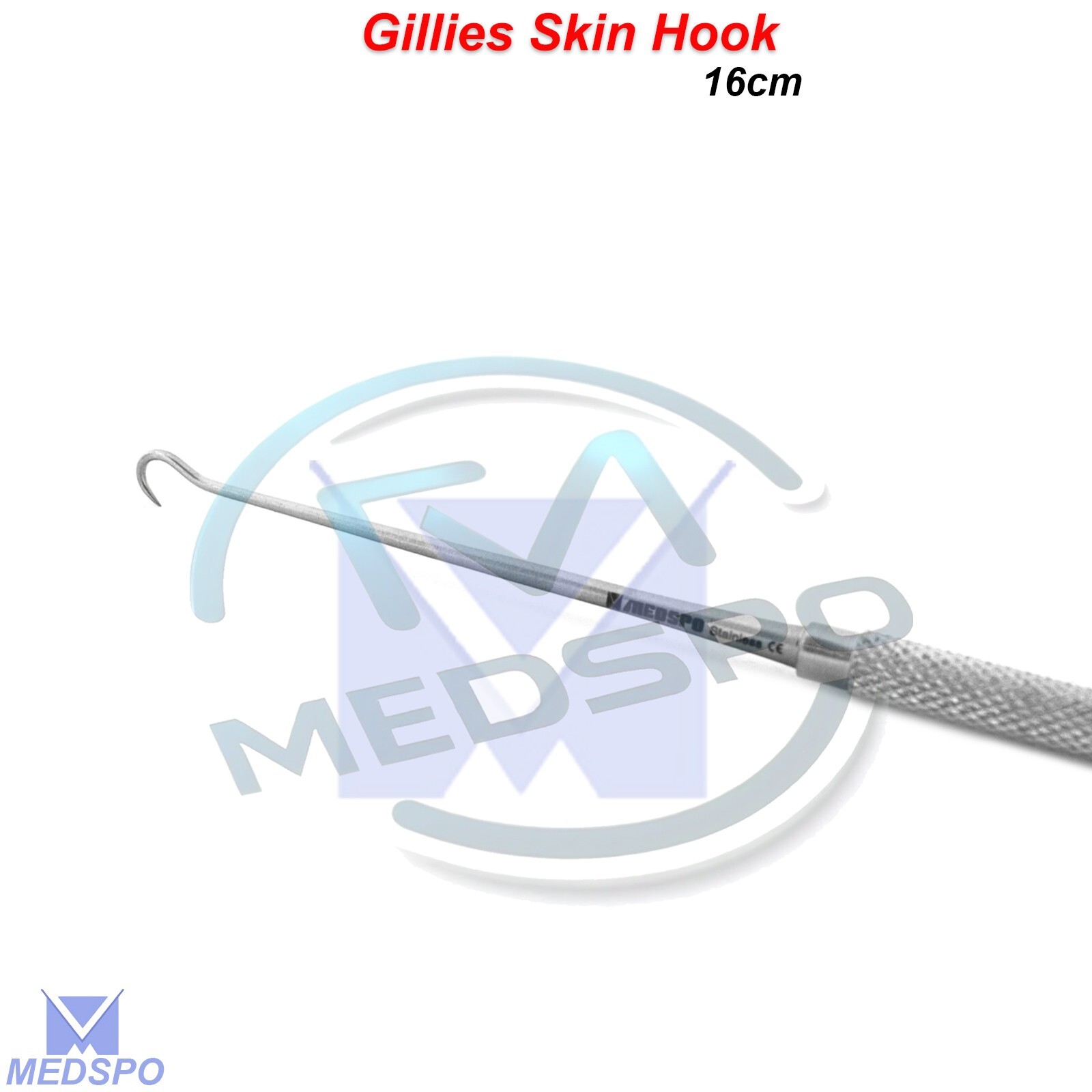 Gillies Skin Hook Retractor Surgical Dermatology Single Prong Retractor 16-cm