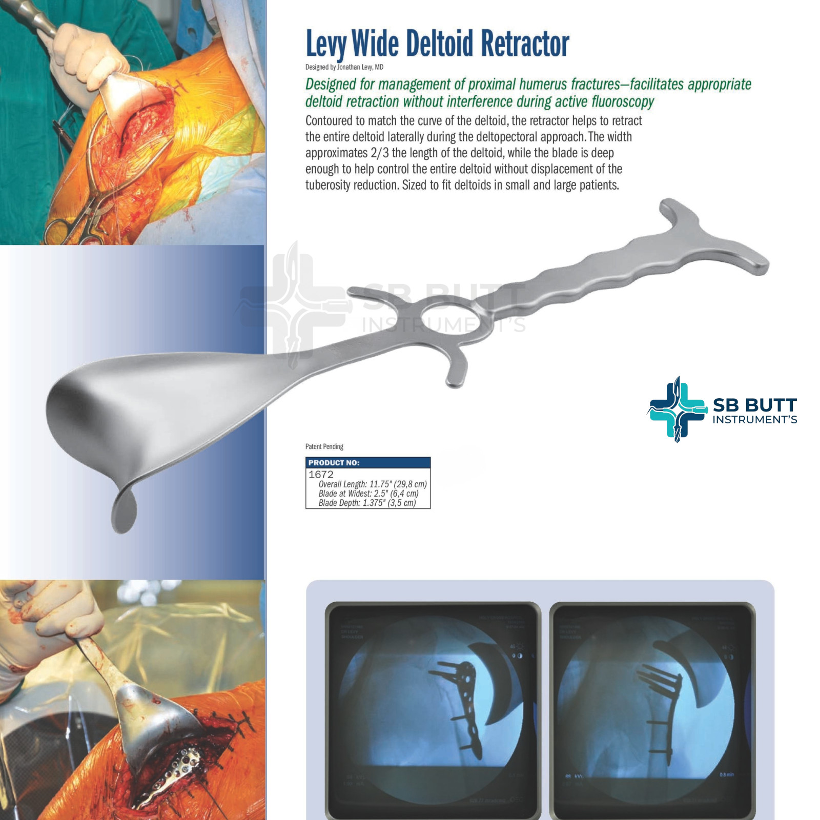 Levy Wide Deltoid Retractor Shoulder Arthroplasty Surgery Orthopedic