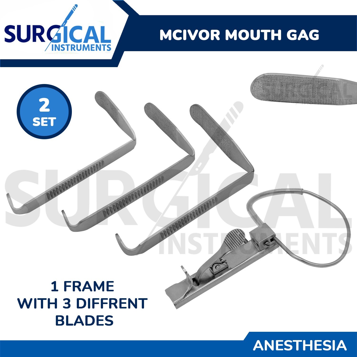 2 McIvor Mouth Gag For Surgical ENT Dental ANESTHESIA & Laryngeal German Grade