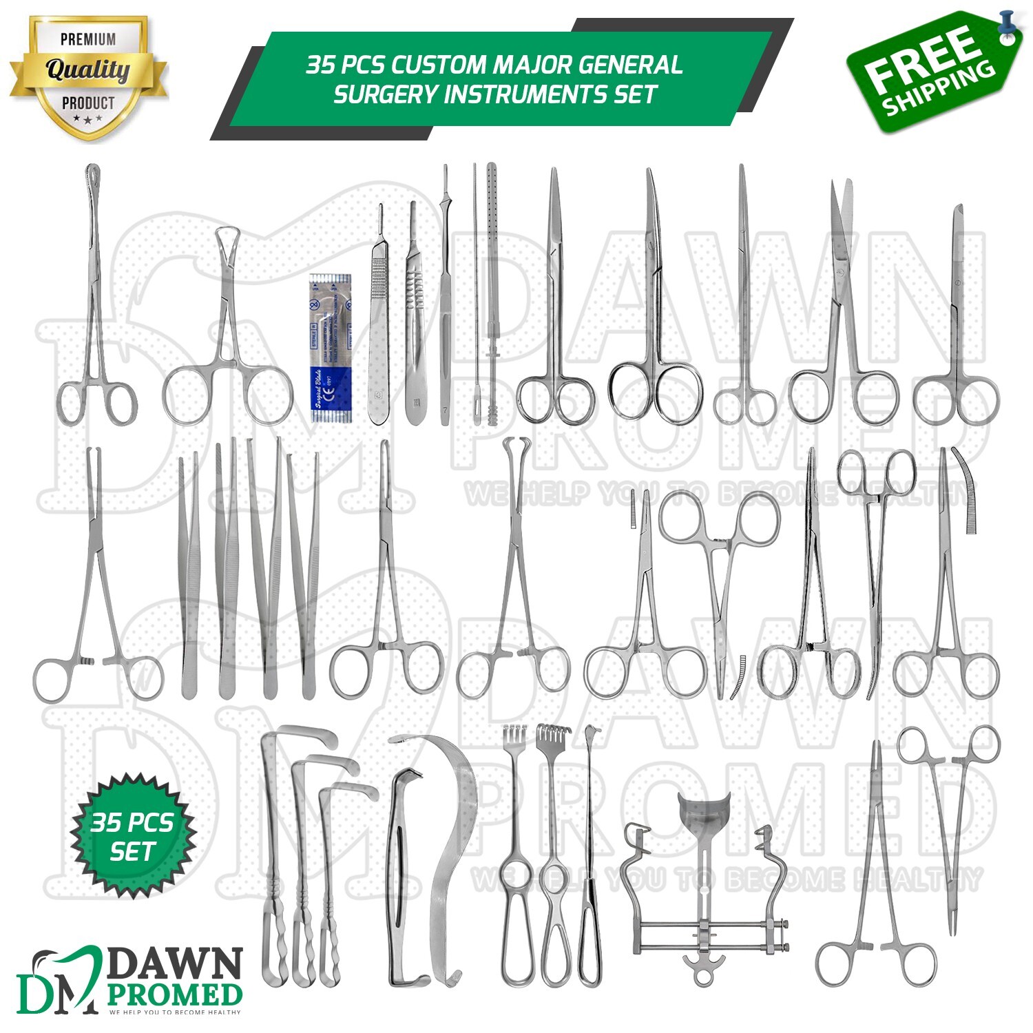 35 Pcs Custom Major General Surgery Instruments Set Surgical Medical Kit