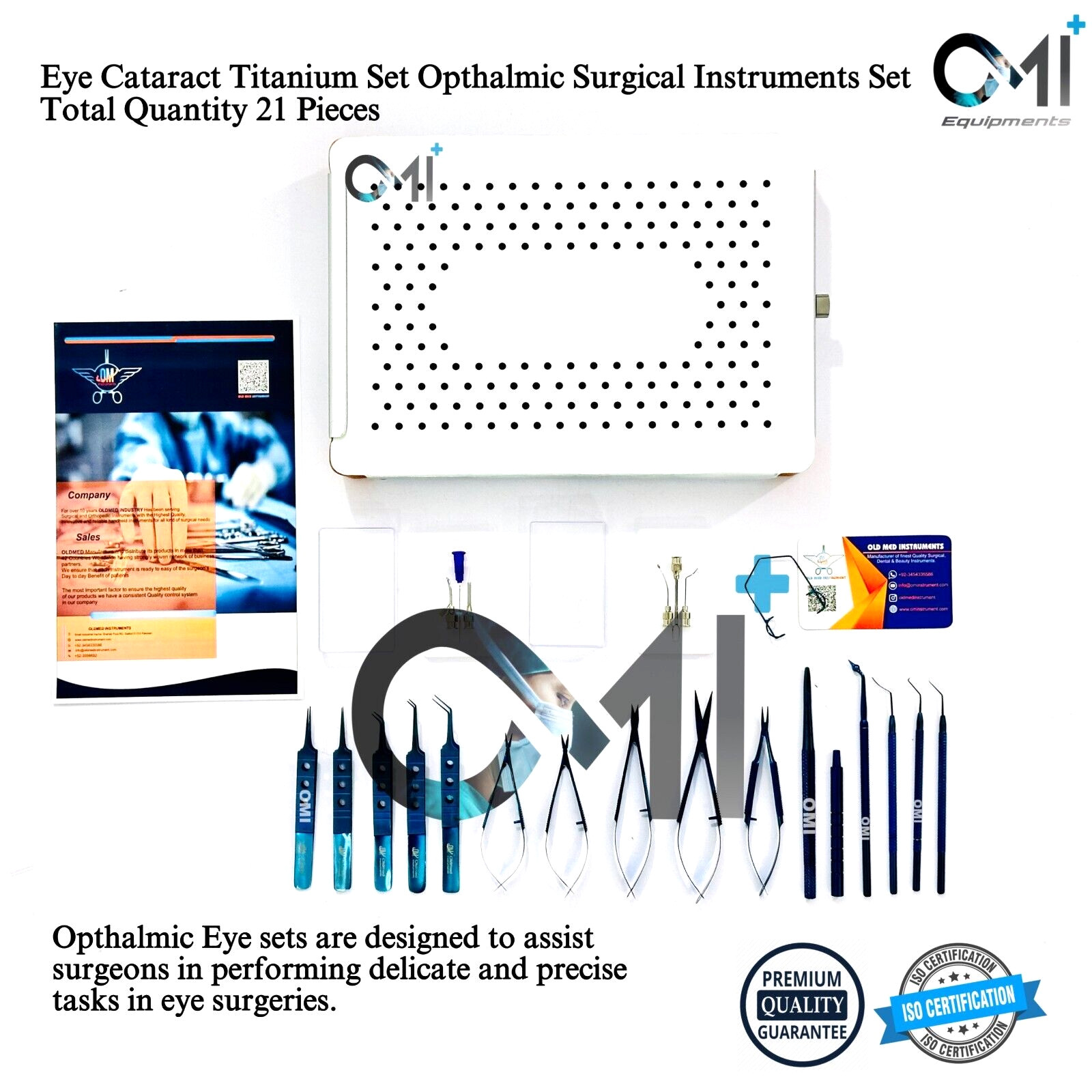Titanium Eye Cataract kit Ophthalmic Surgery Set With Sterilizing Case 21 Pieces