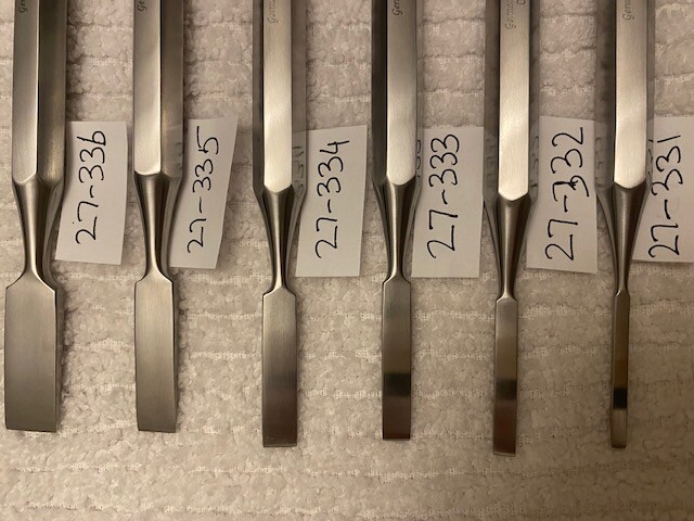 6PCS SET-HOKE OSTEOTOME STRAIGHT 5.5″ BLADE W/–1/8″,3/16″,1/4″,5/16″,3/8″,1/2″