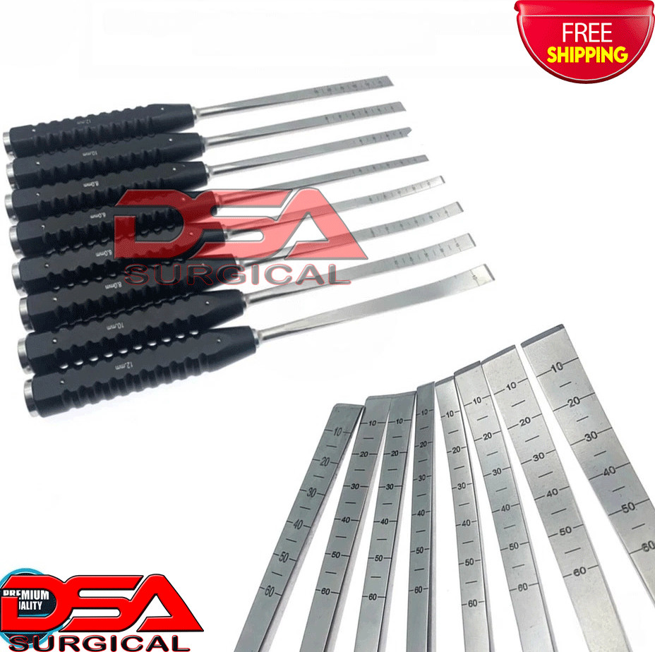 Orthopedics Osteotomes Bone Osteotomes straight curved Veterinary 8 Pcs Set