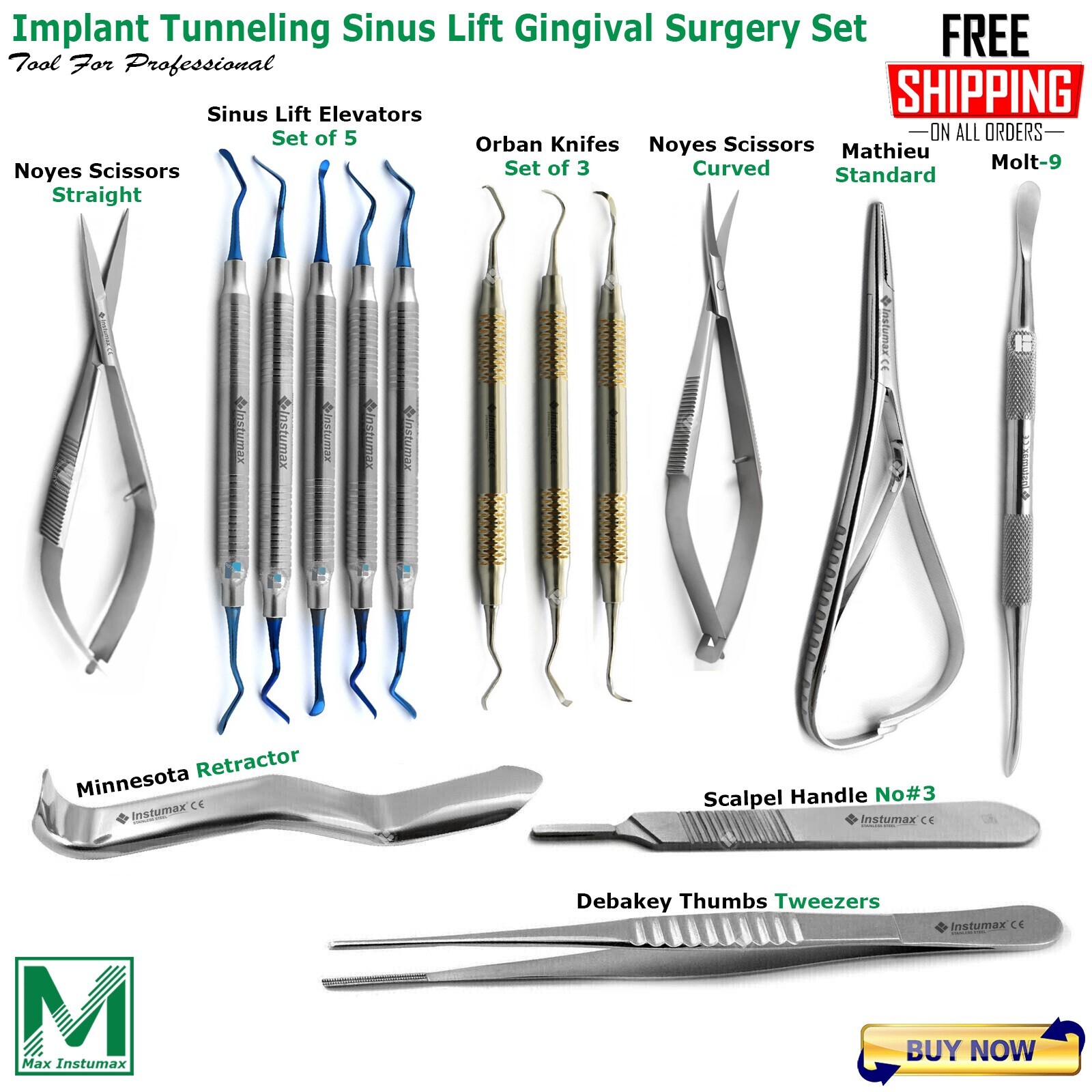 Basic Periodontal Tunneling Kit Gingival Gum Lifting Elevator Knives Forceps Kit