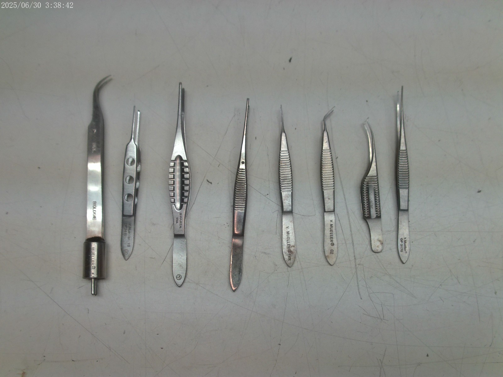 Lot 8) V. Mueller Sparta Micro Surgery Instrument Forceps Tweezers OP3410 14-562