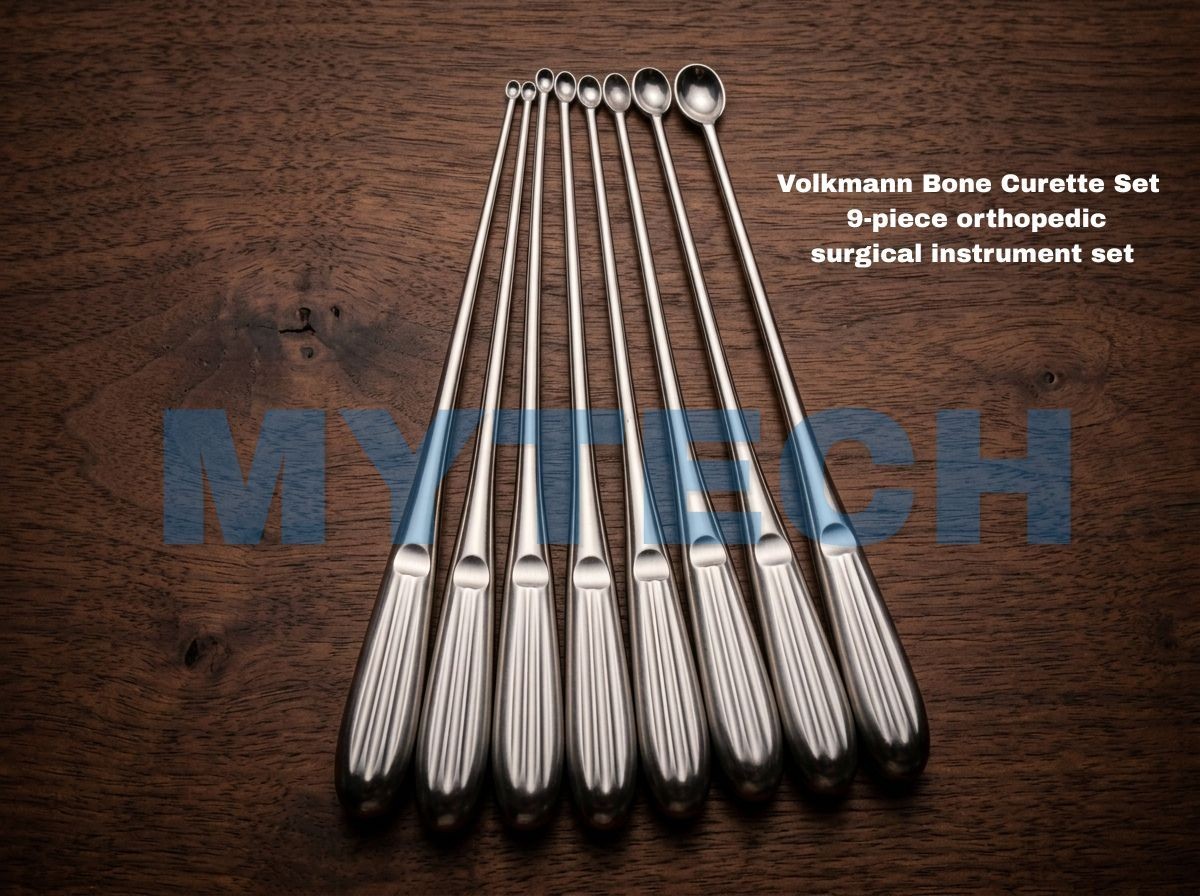 Volkmann Curette Set 9pcs – Spine & Orthopedic Bone Surgical Instruments