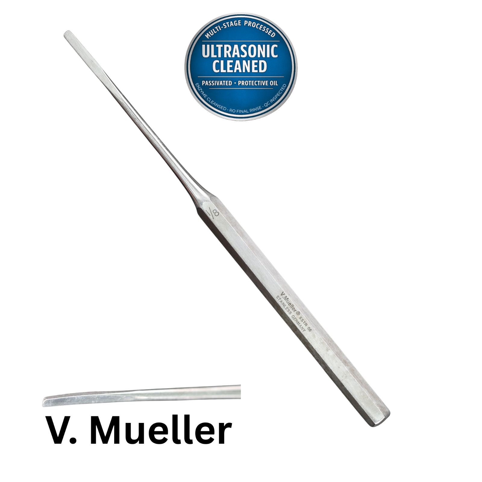 V Mueller OS1079-001 Key Periosteal Elevator, 3.1mm Wide, 17.1 cm
