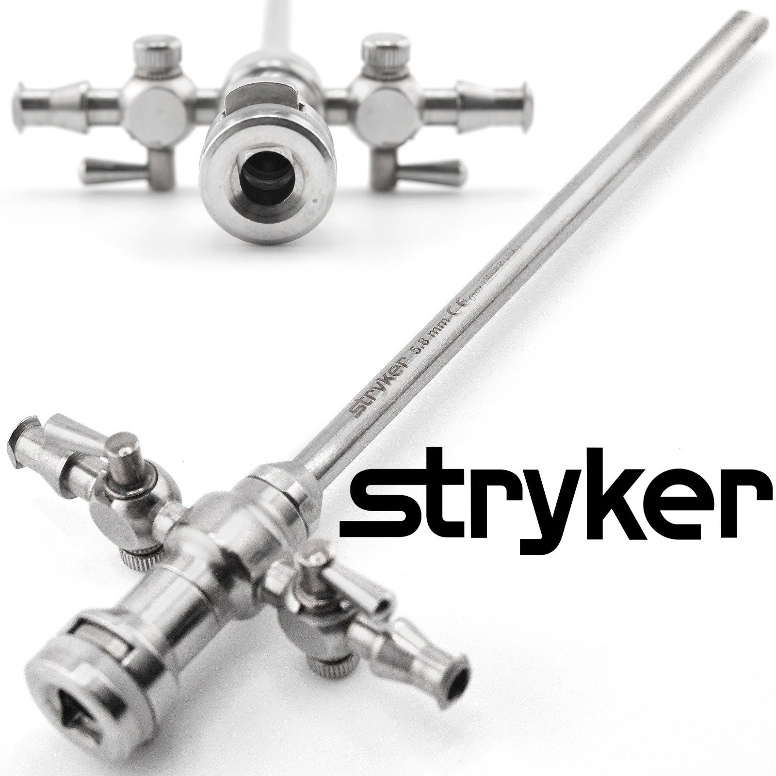 STRYKER 0747031550 747-031-550 5.8mm Arthroscopy Cannula Rotating Stopcocks 6″