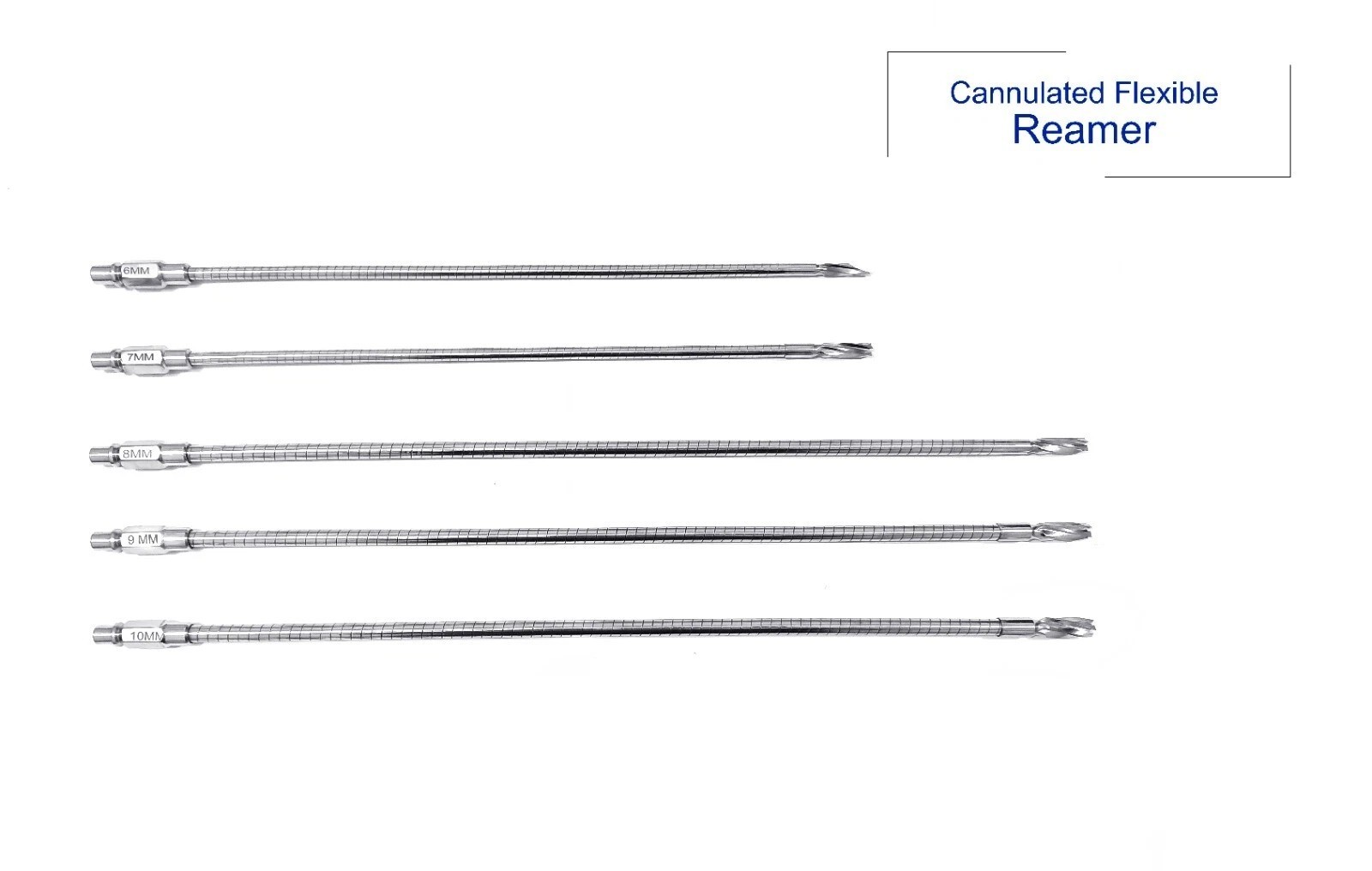 Orthopedic Cannulated Flexible Reamer 6mm to 10mm Lot of 5pc