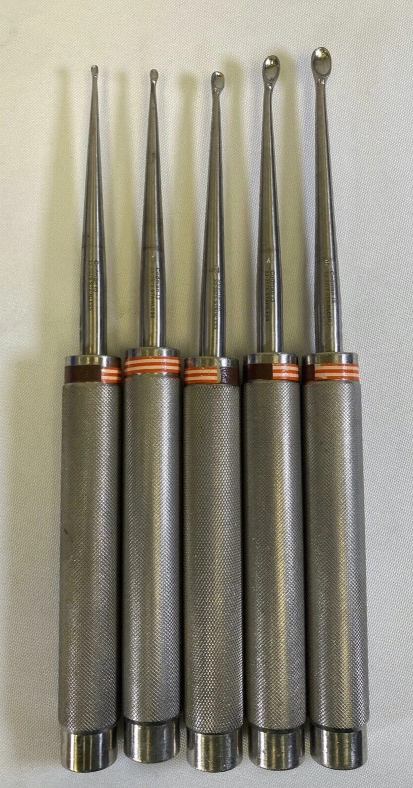 Set of 5 Codman Straight Cobb Curettes Sizes 0/1/3/4/5 x 11″ Orthopedics