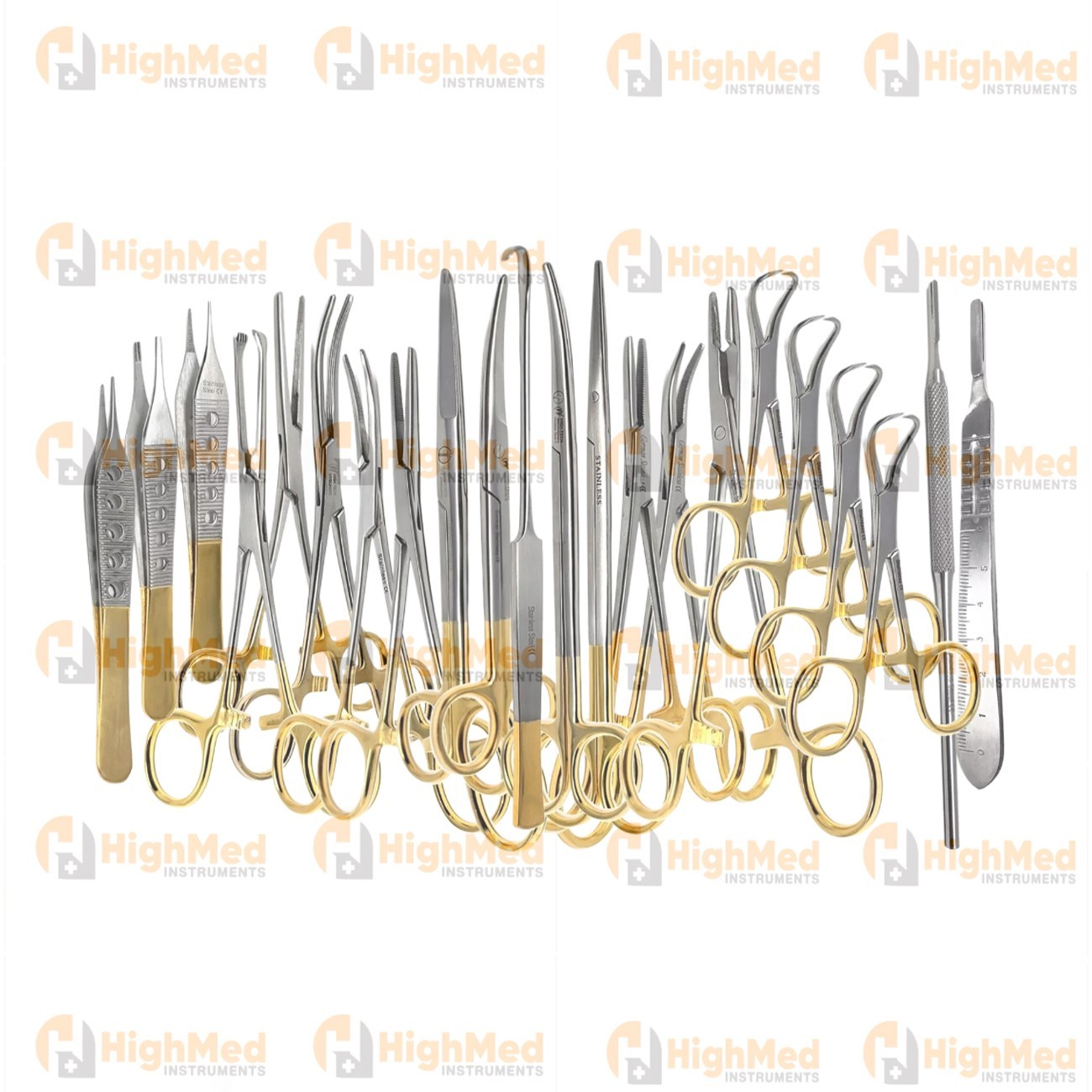 22 Pcs PREMIUM GRADE CANINE FELINE SPAY PACK KIT GOLD HANDLE SET – STAINLESS CE,