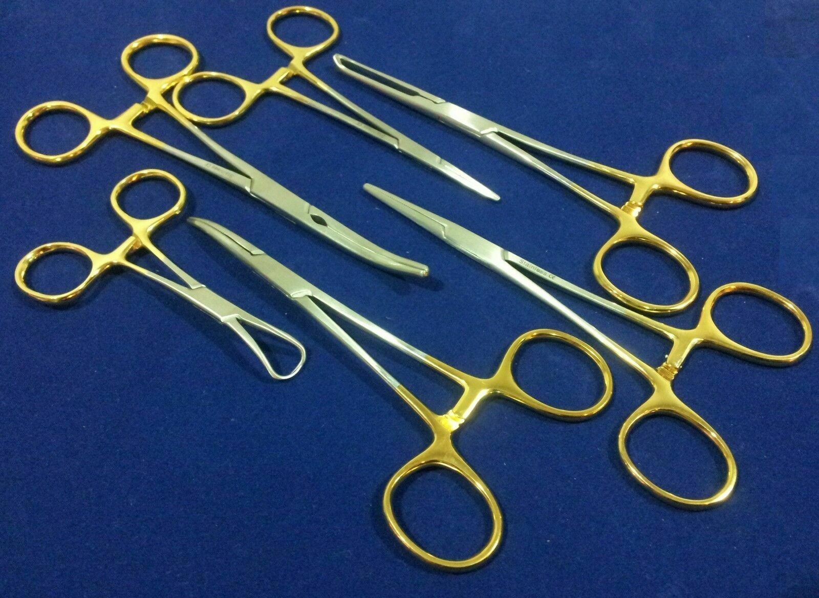 SET OF 7 PCS CANINE FELINE SPAY PACK SURGICAL INSTRUMENTS KIT WITH GOLD HANDLE