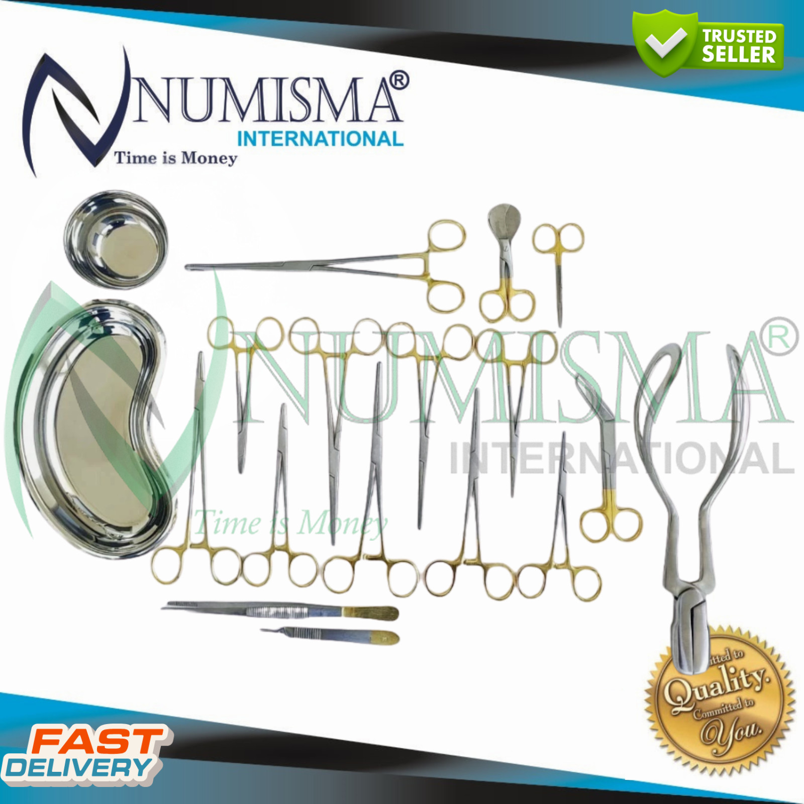 Basic Delivery Set 16 Pcs Gynecology Surgical Instrument Kit German-Grade