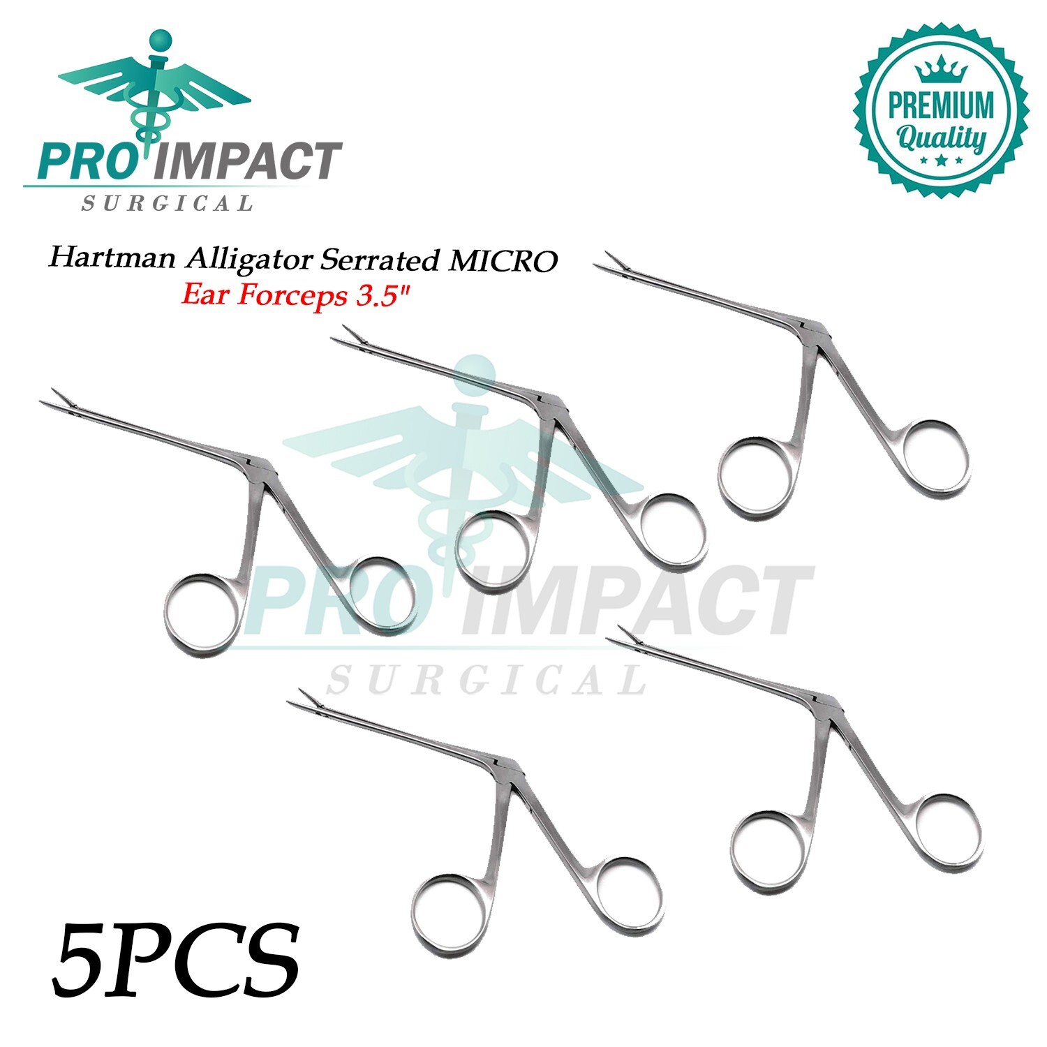 Hartman Alligator Serrated MICRO Ear Forceps 3.5″ Surgical Instruments 5pcs