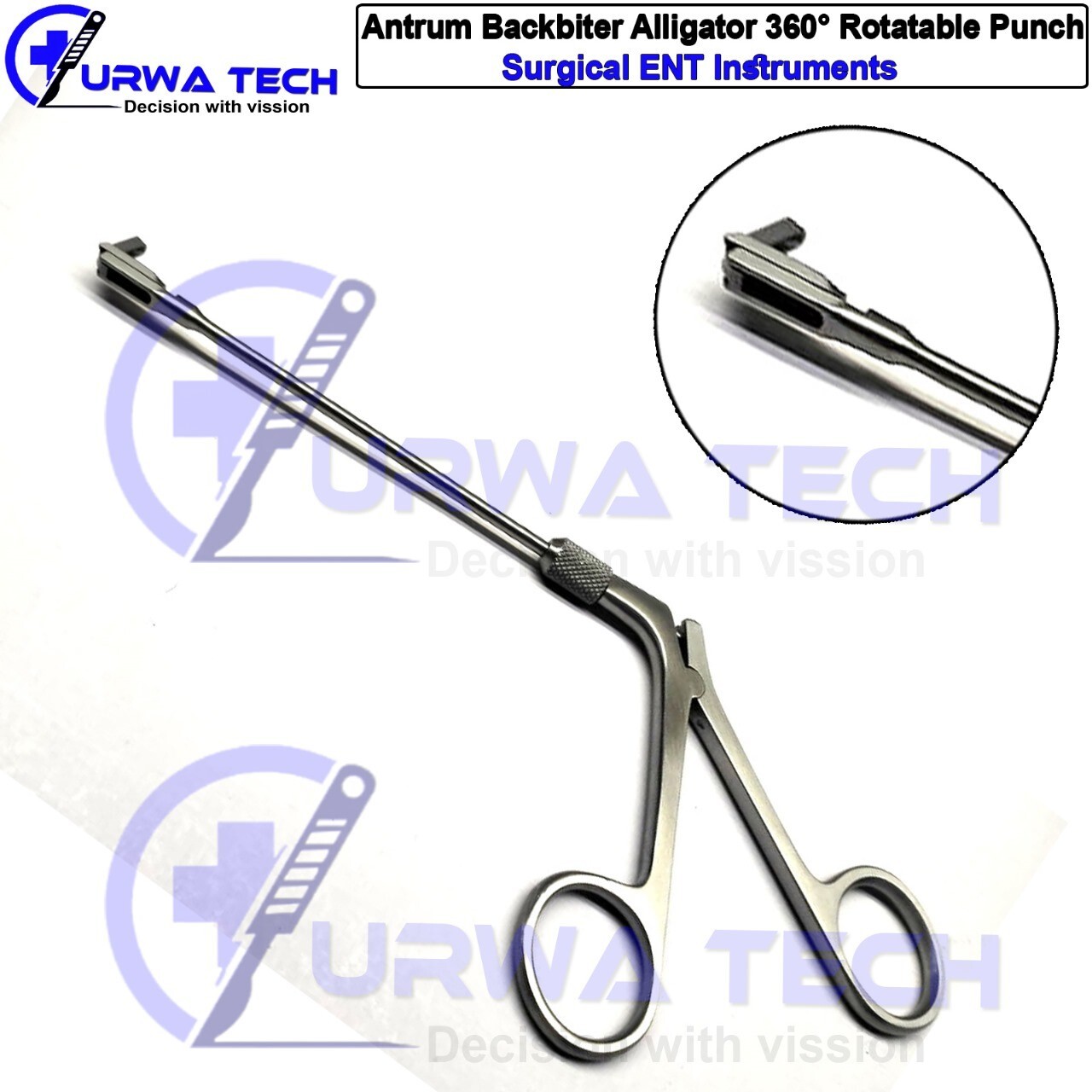 Antrum Backbiter Alligator 360° Rotatable Punch Surgical ENT Instruments