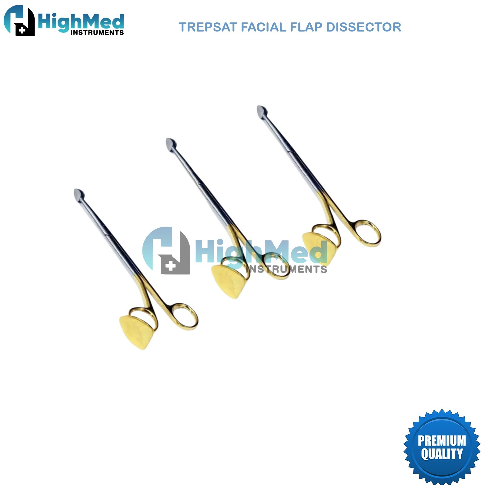 Trepsat Facial Flap dissector scissors set of 3pcs,10mm,15mm,20mm total length