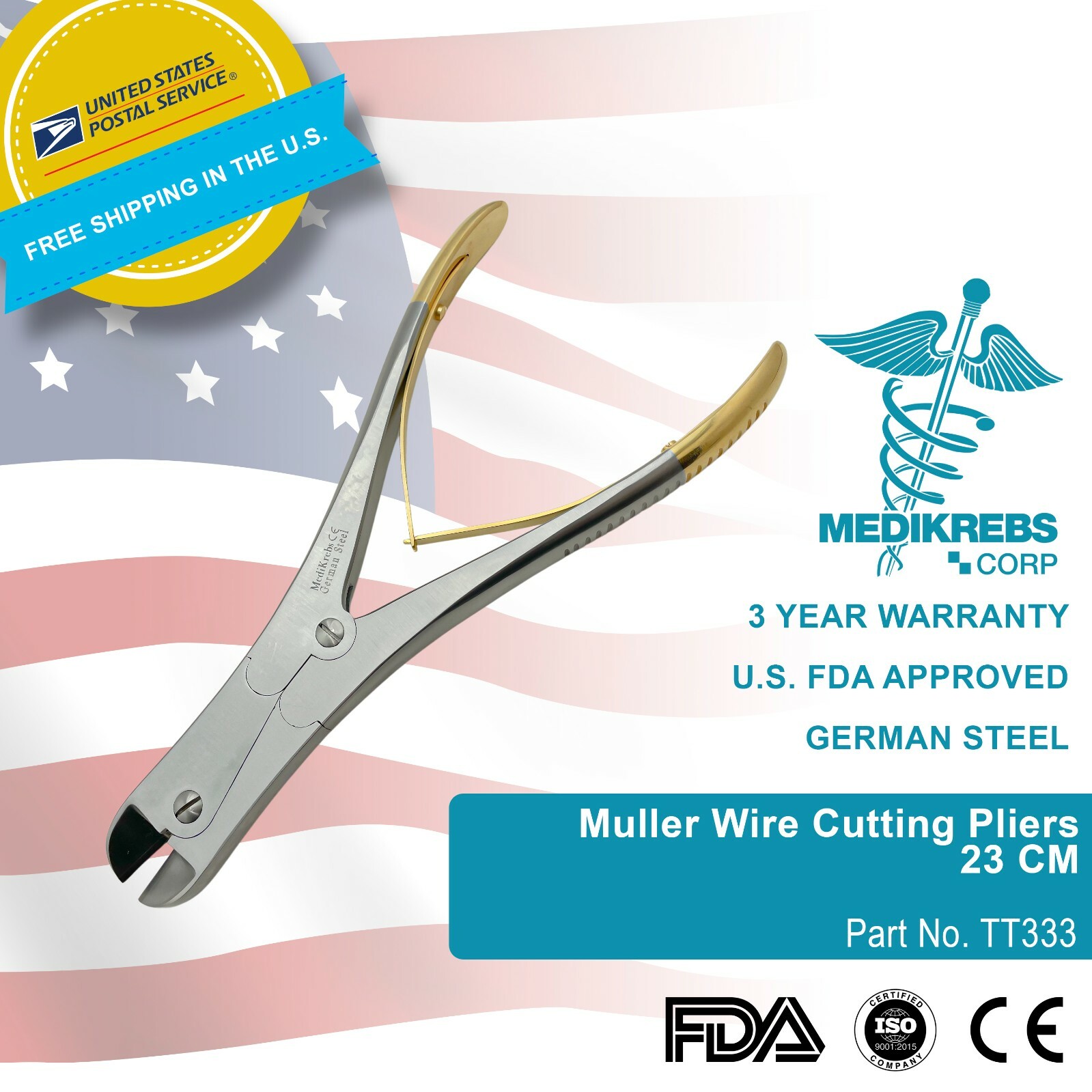Muller Wire Cutting Plier w/ Tungsten Carbide 8” – 20 cm Orthopedic Instrument