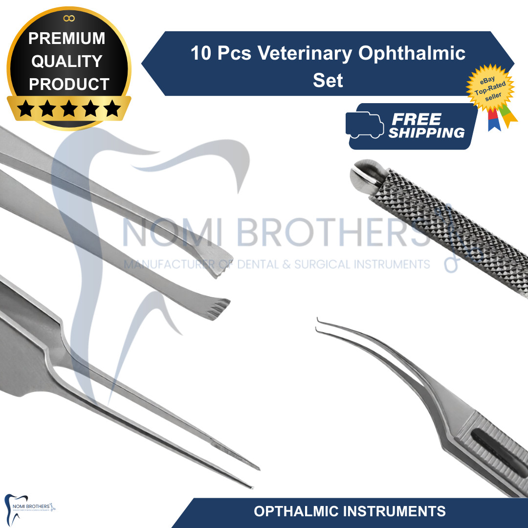 10 Pcs Veterinary Ophthalmic Set German Grade Surgical Instruments Kit
