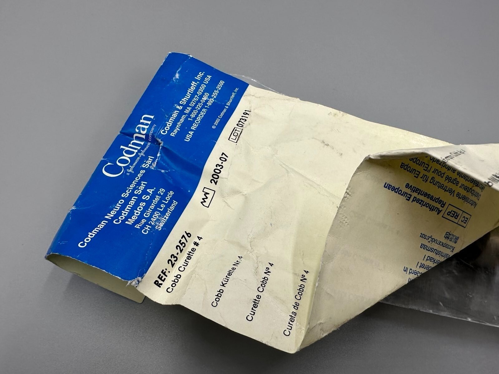 Codman Orthopedic Cobb Curette, Size 4, 23-2576, 11″, NEW