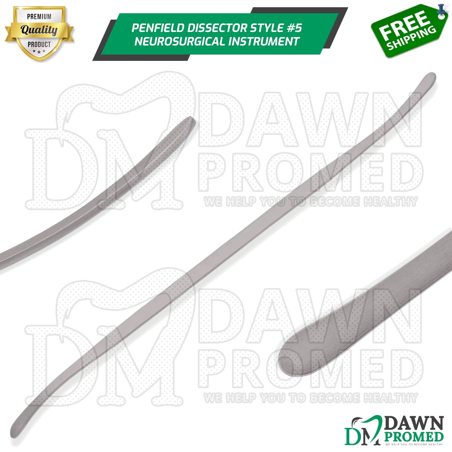 Penfield Dissector Style 5 D.E Slightly Curved Blunt 7mm & 8mm Wide German Grade
