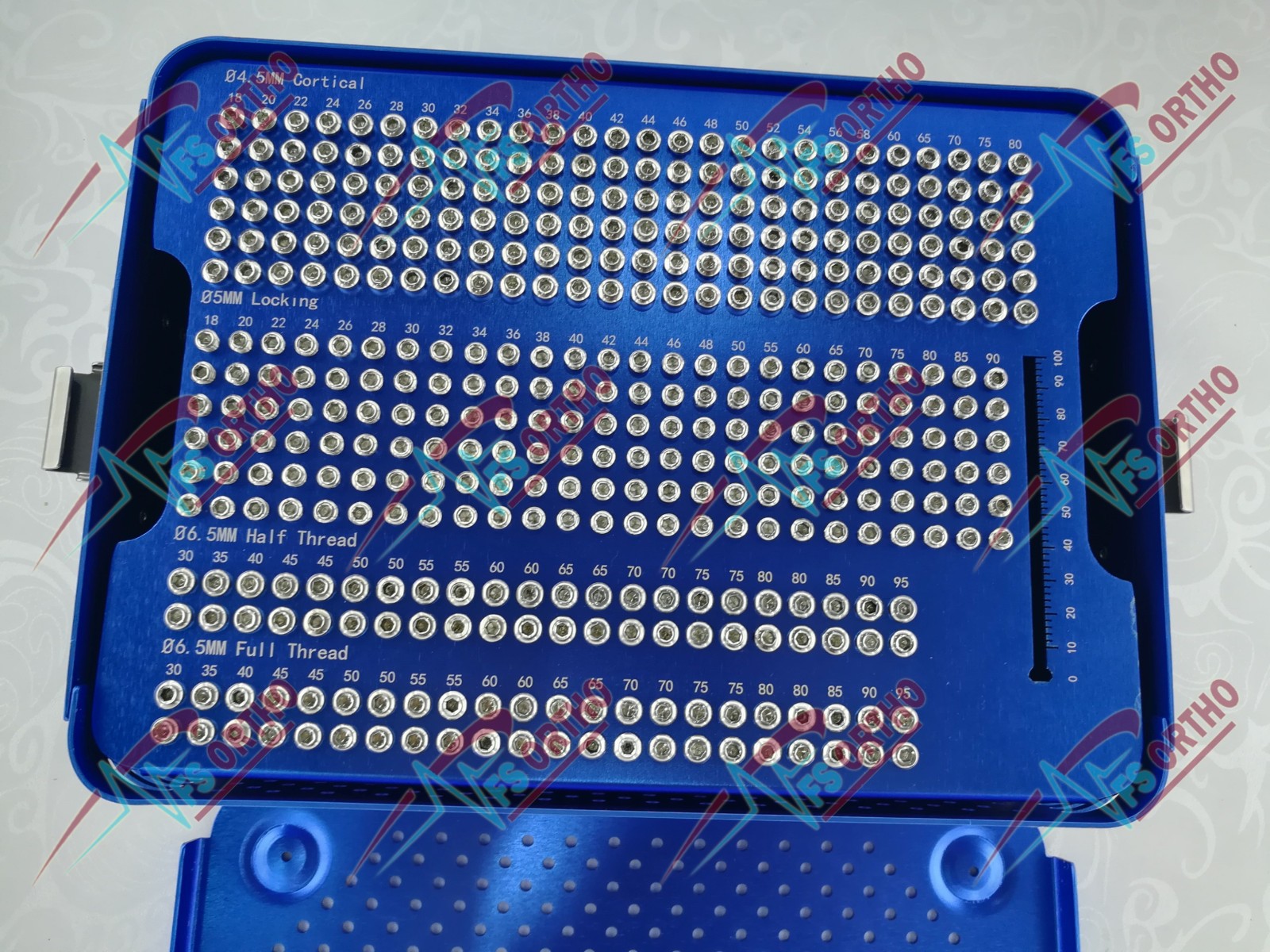 Orthopaedic Screws Box with 4.5mm,5mm & 6.5mm(half & Full thread) screws 395 pcs